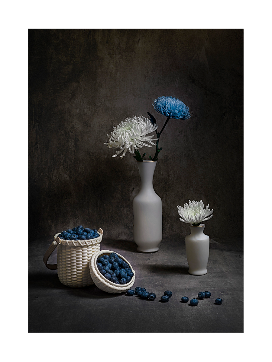 Still Life with Blue and White Flowers Poster