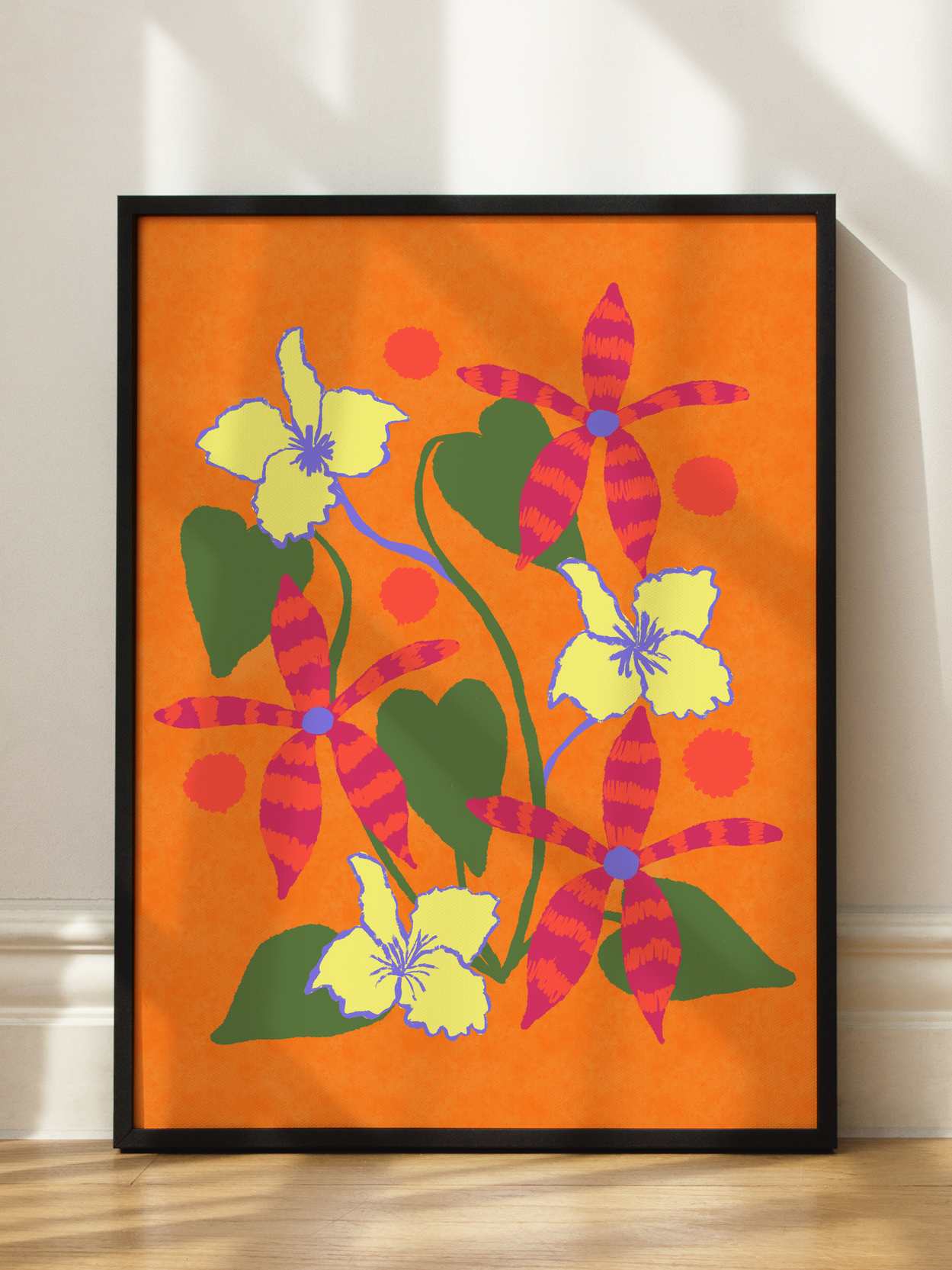 Striped Flowers Poster