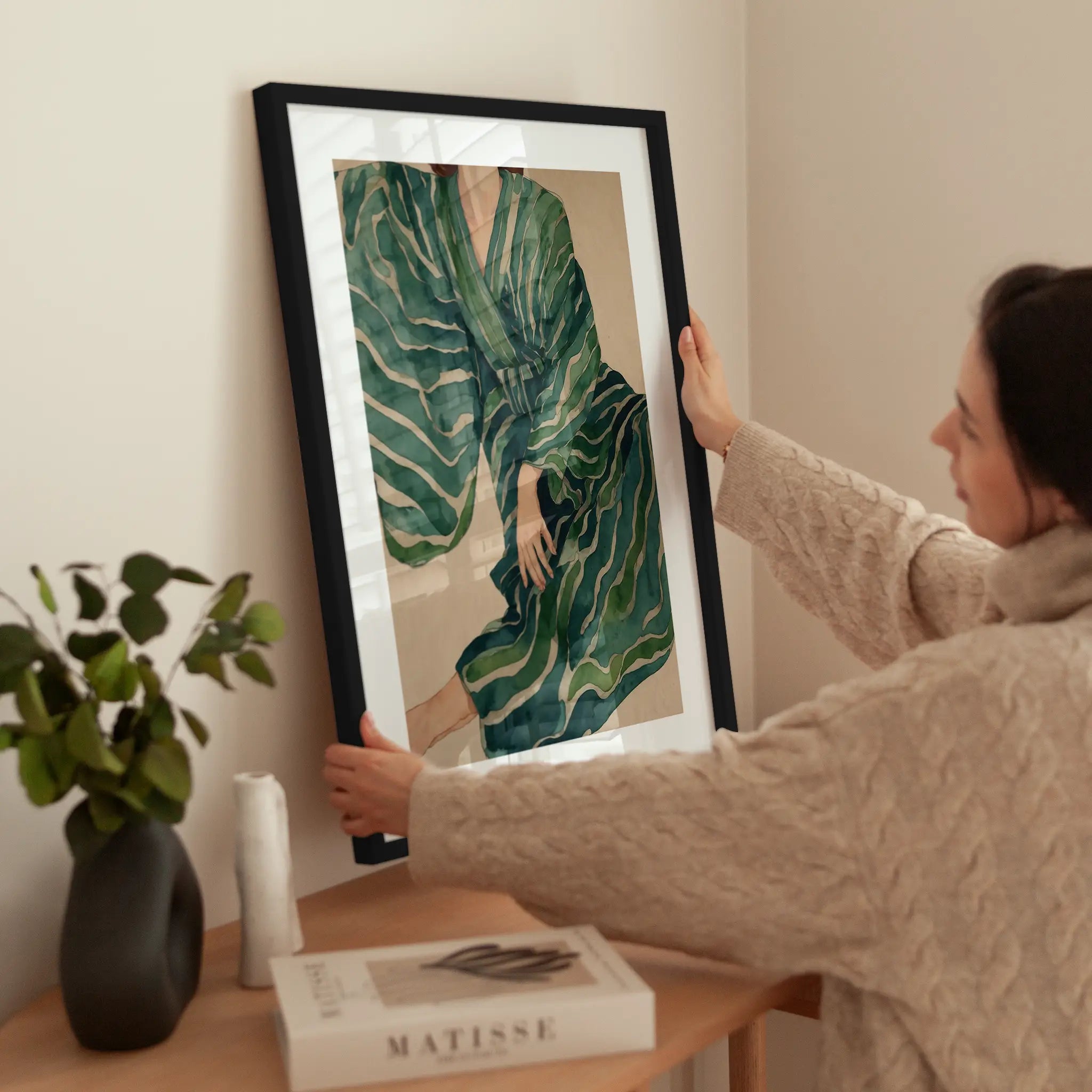 Striped Kimono wird aufgehängt