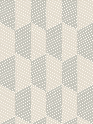 Grau-beige gestreiftes Tapetenmuster mit horizontalen Streifen.