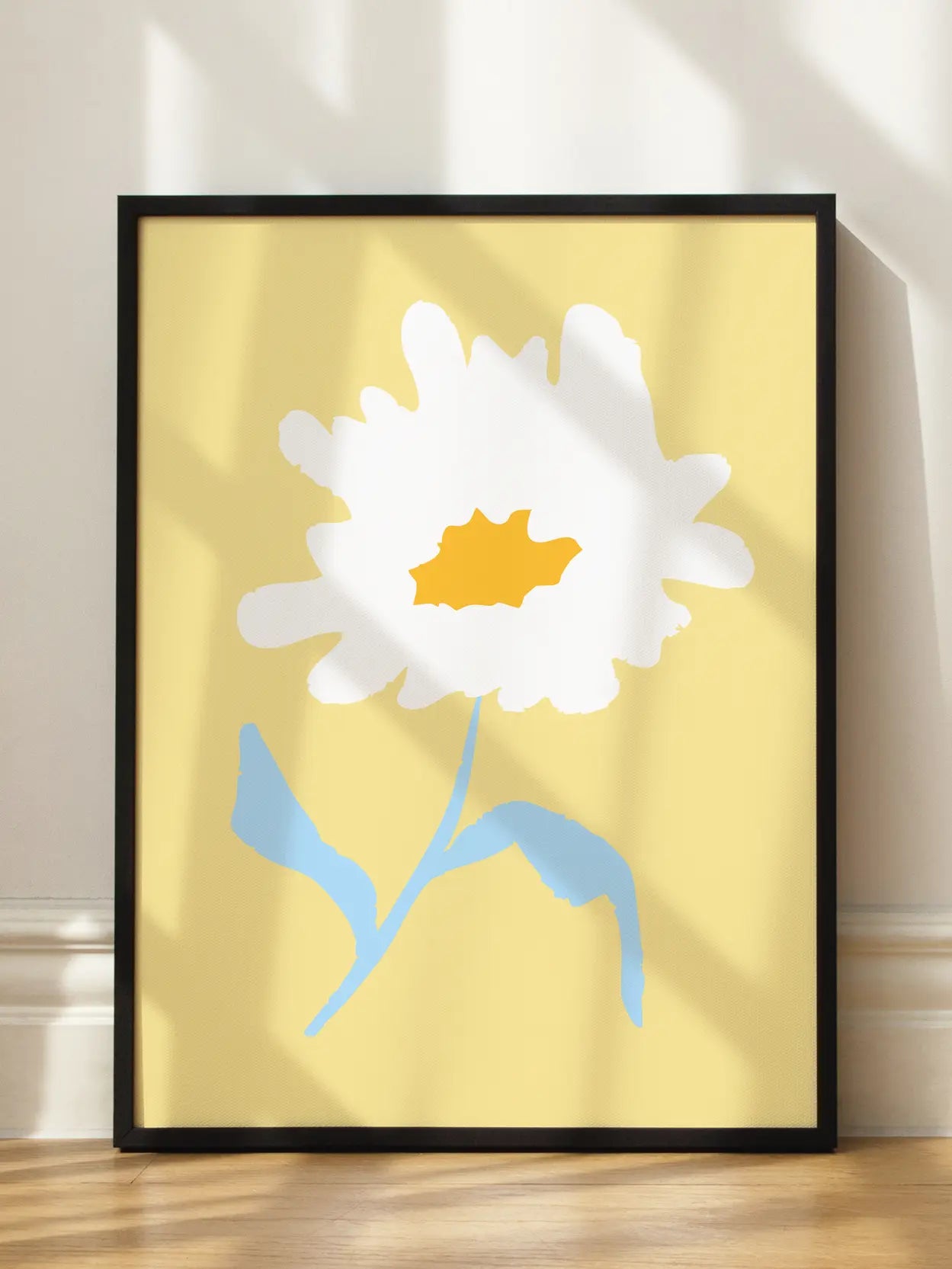 Stylized White Daisy On Yellow
