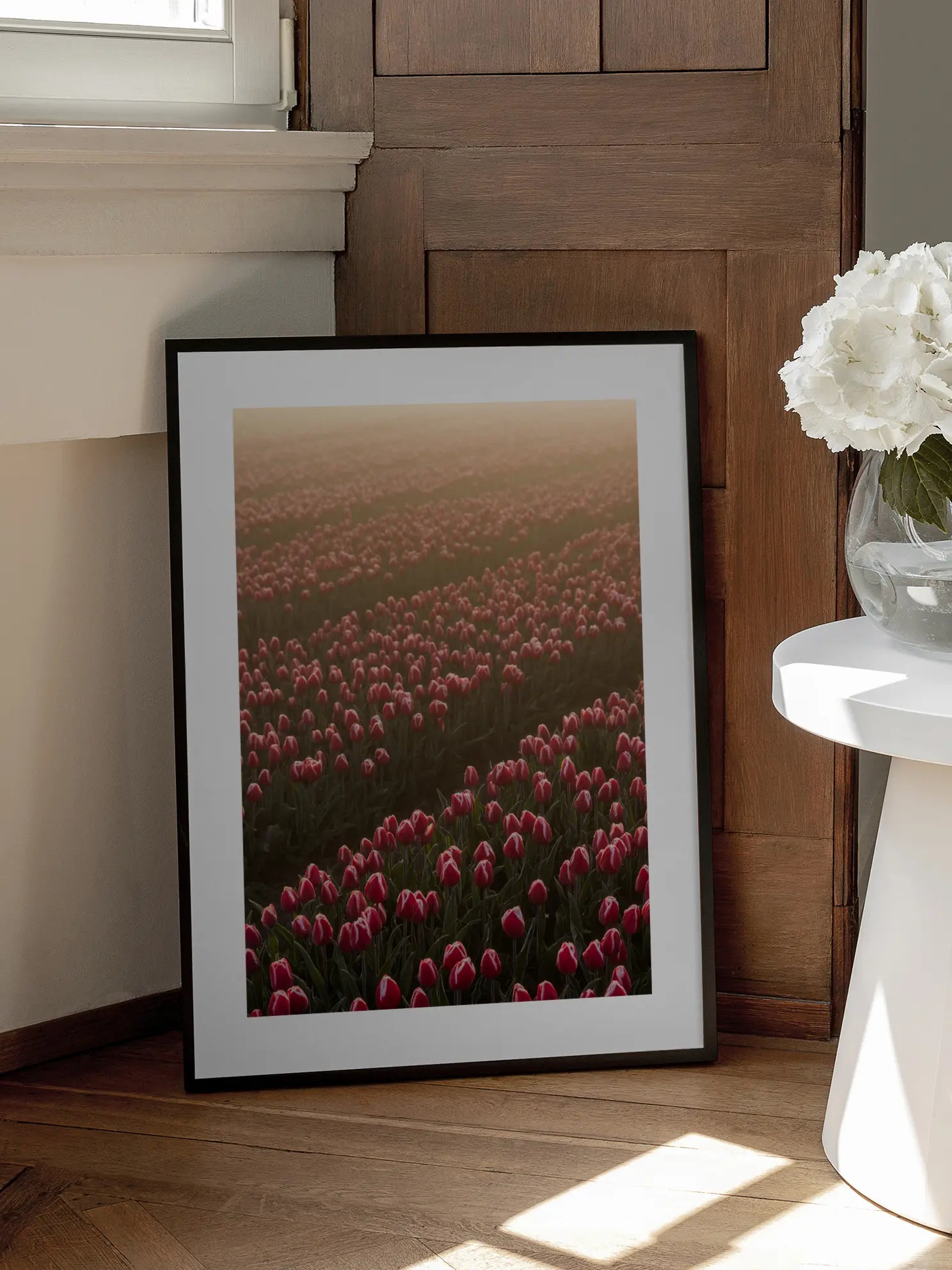 Sunrise Over Tulip Field Poster