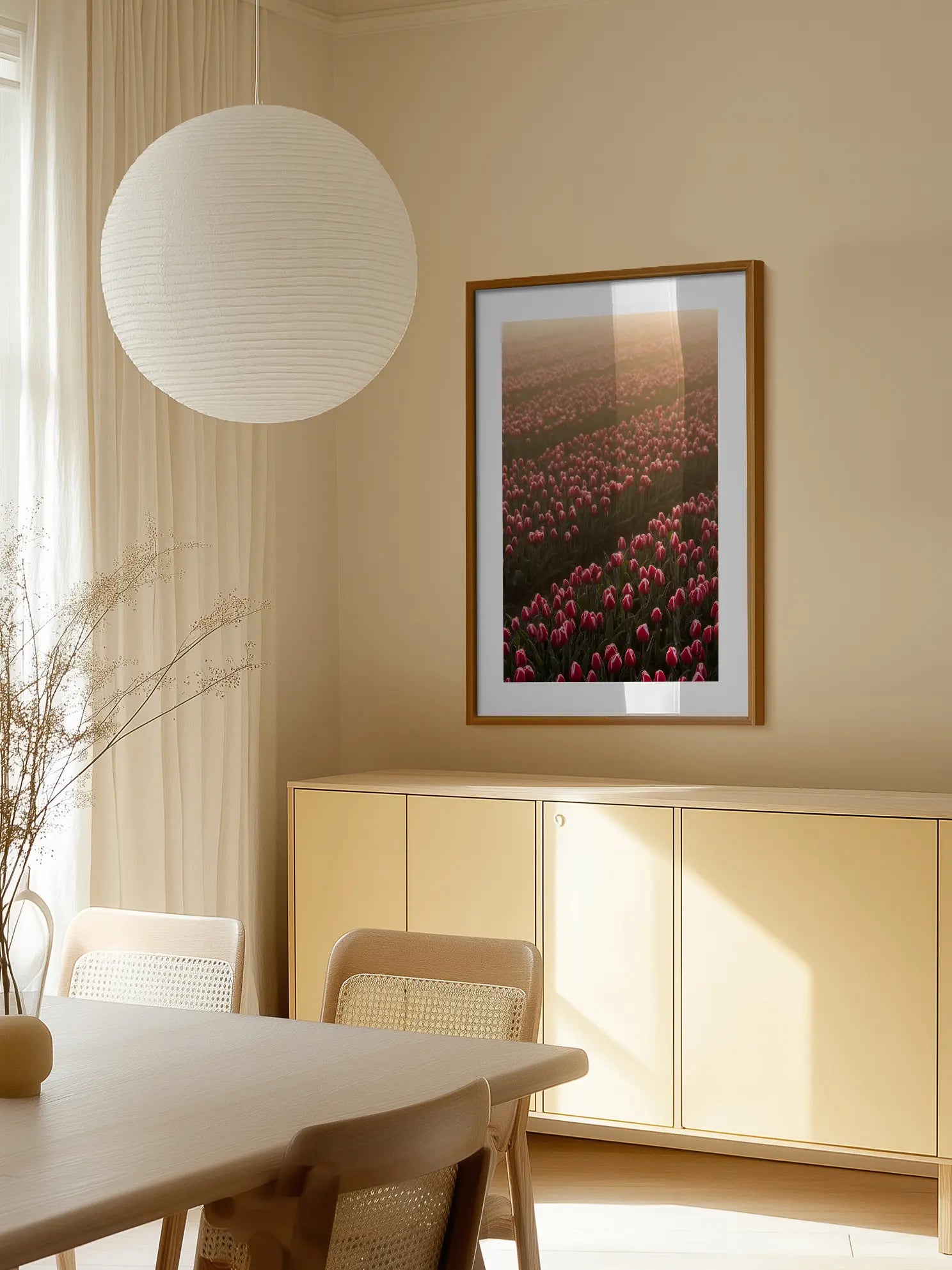 Sunrise Over Tulip Field Poster
