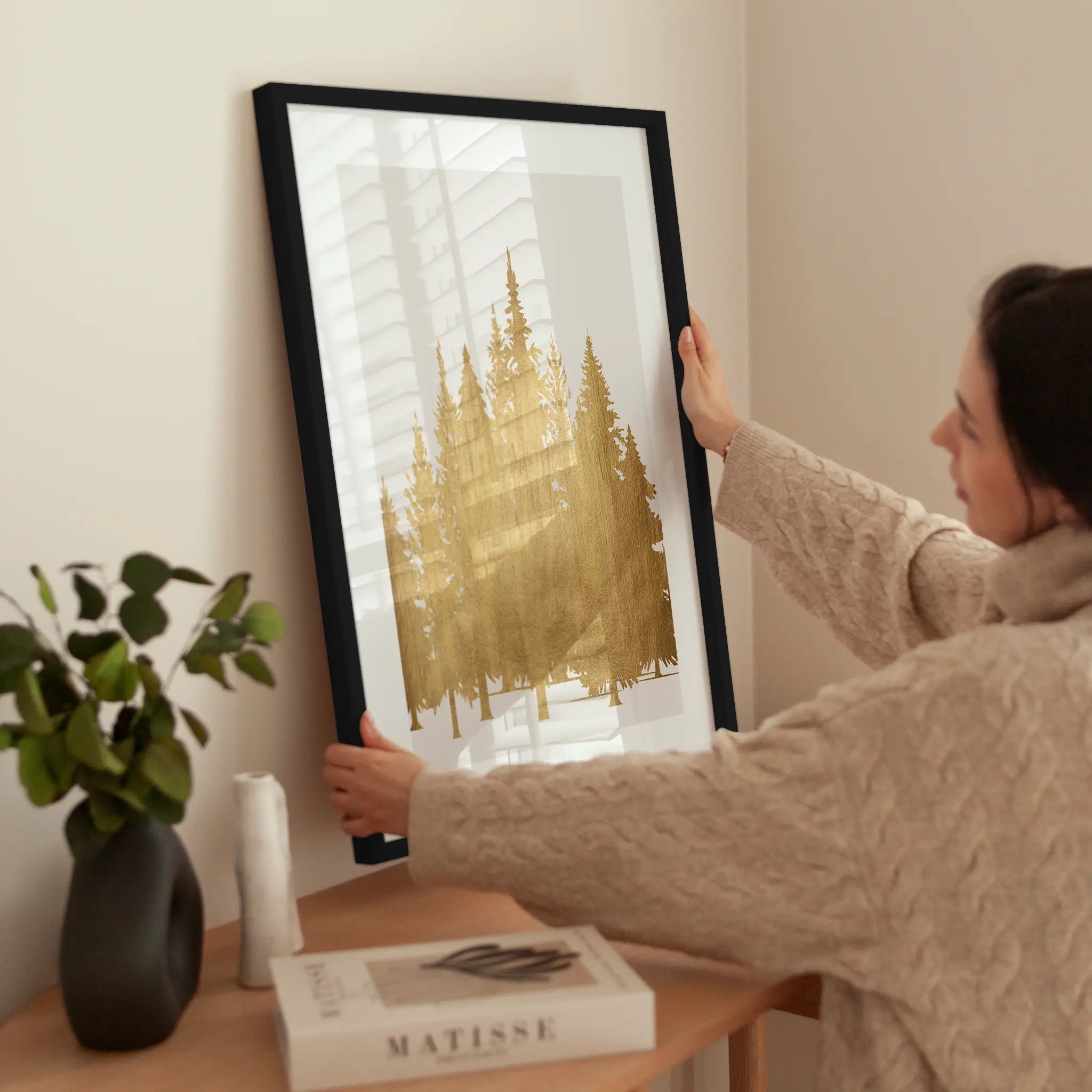 Tannenwald Gold wird aufgehängt