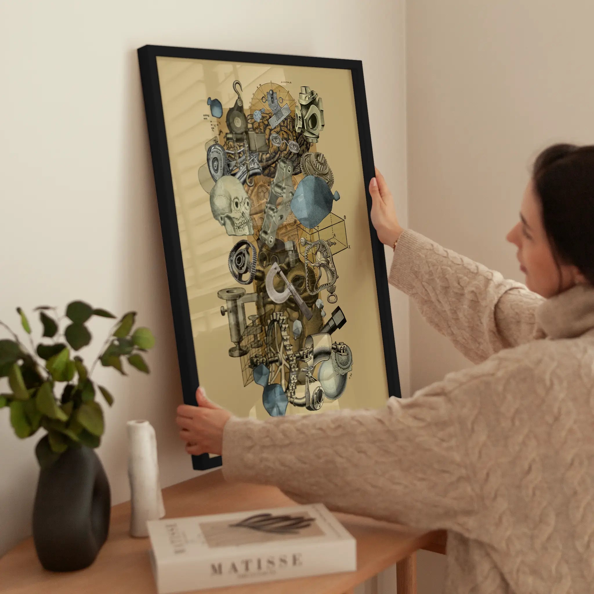 Technical Collage wird aufgehängt