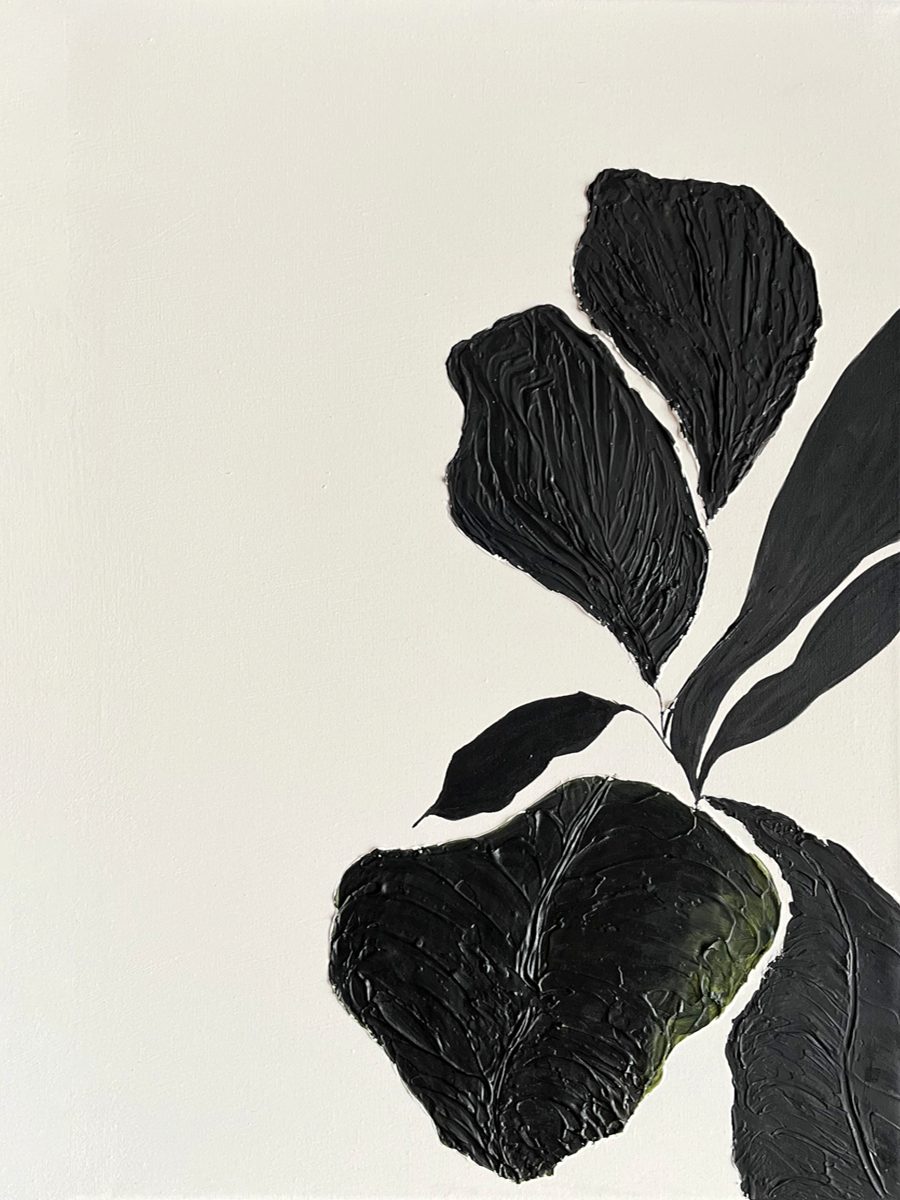 Textured Black Botanical No1