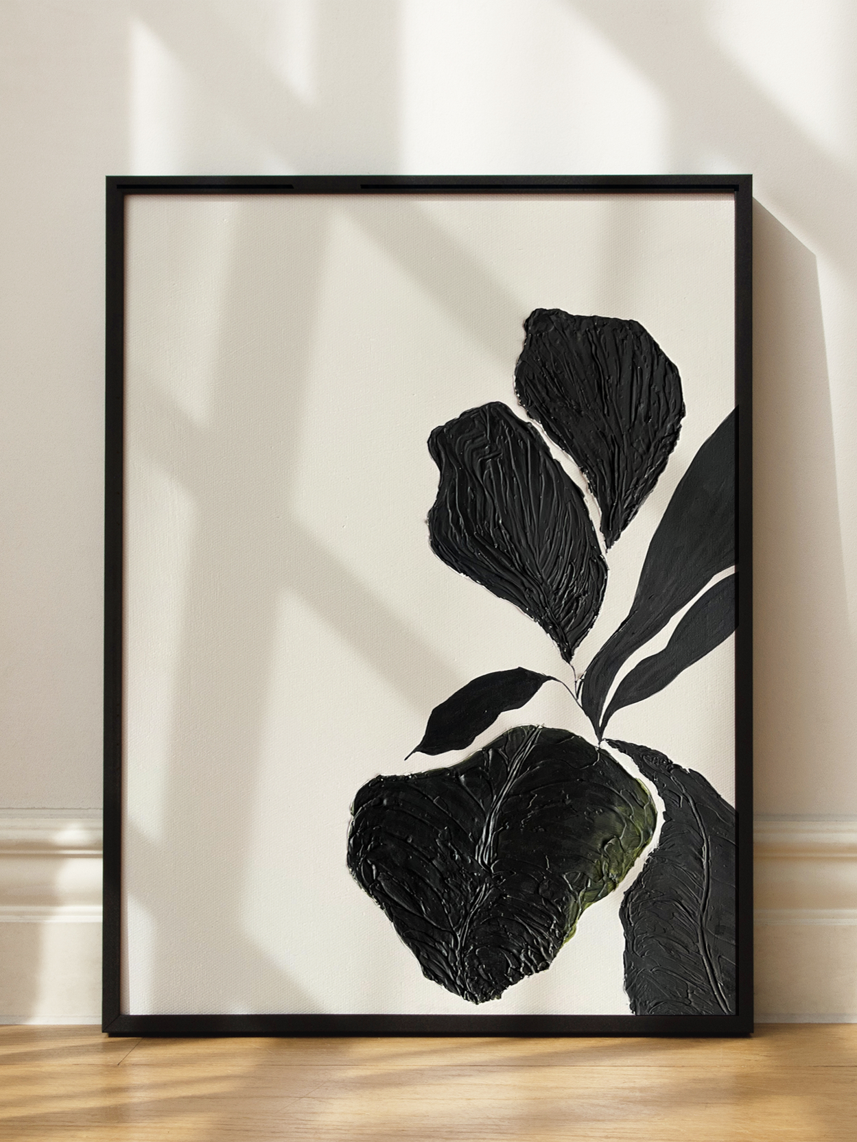 Textured Black Botanical No1