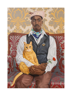 Ein Mann hält eine Katze und eine Rose, inspiriert vom Album The Love Below von Outkast.