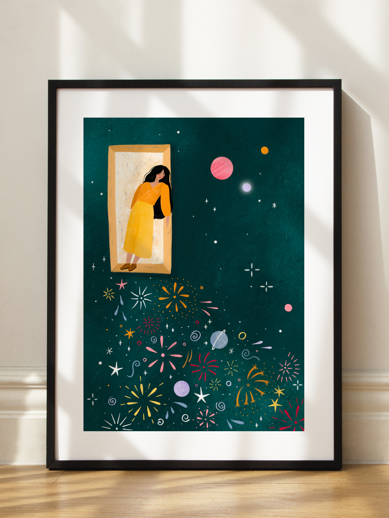 Yellow Dress Leans From A Window