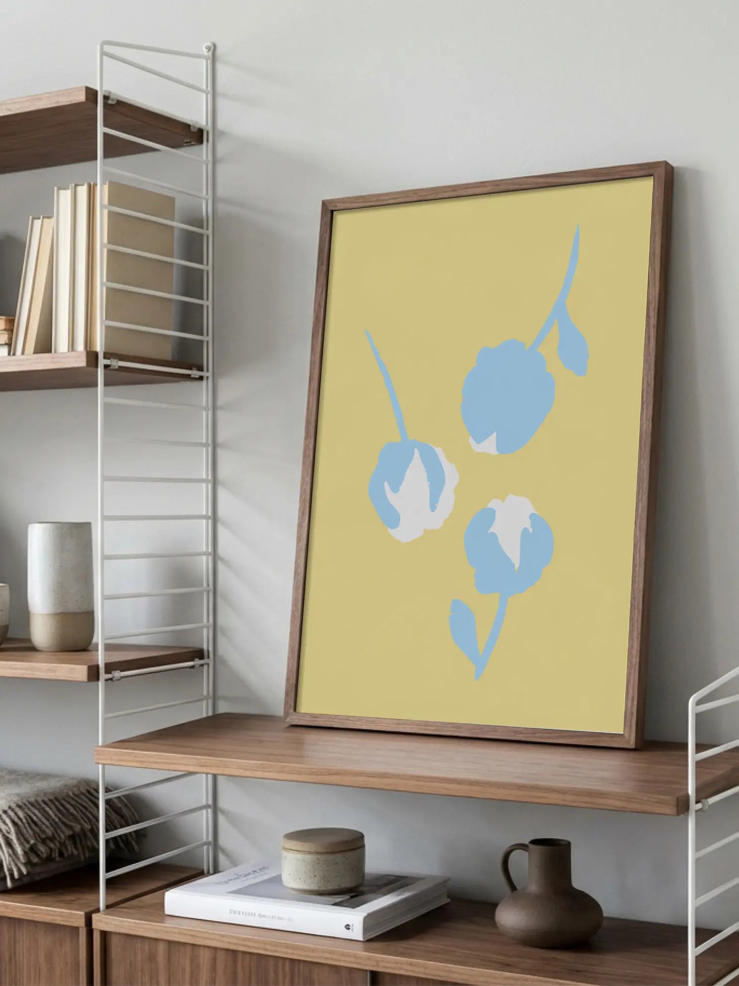 Three Light Blue Flower Buds Poster