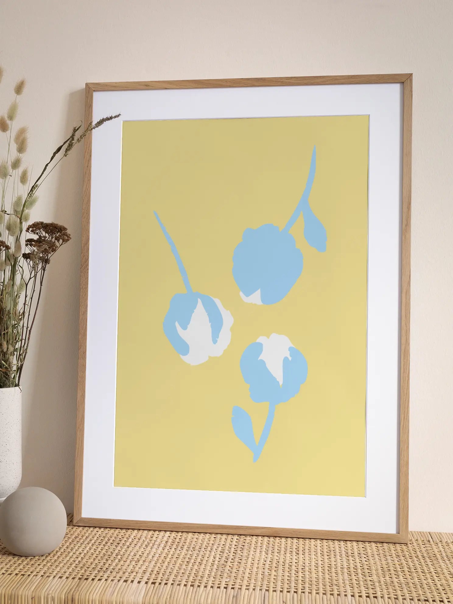 Three Light Blue Flower Buds Poster