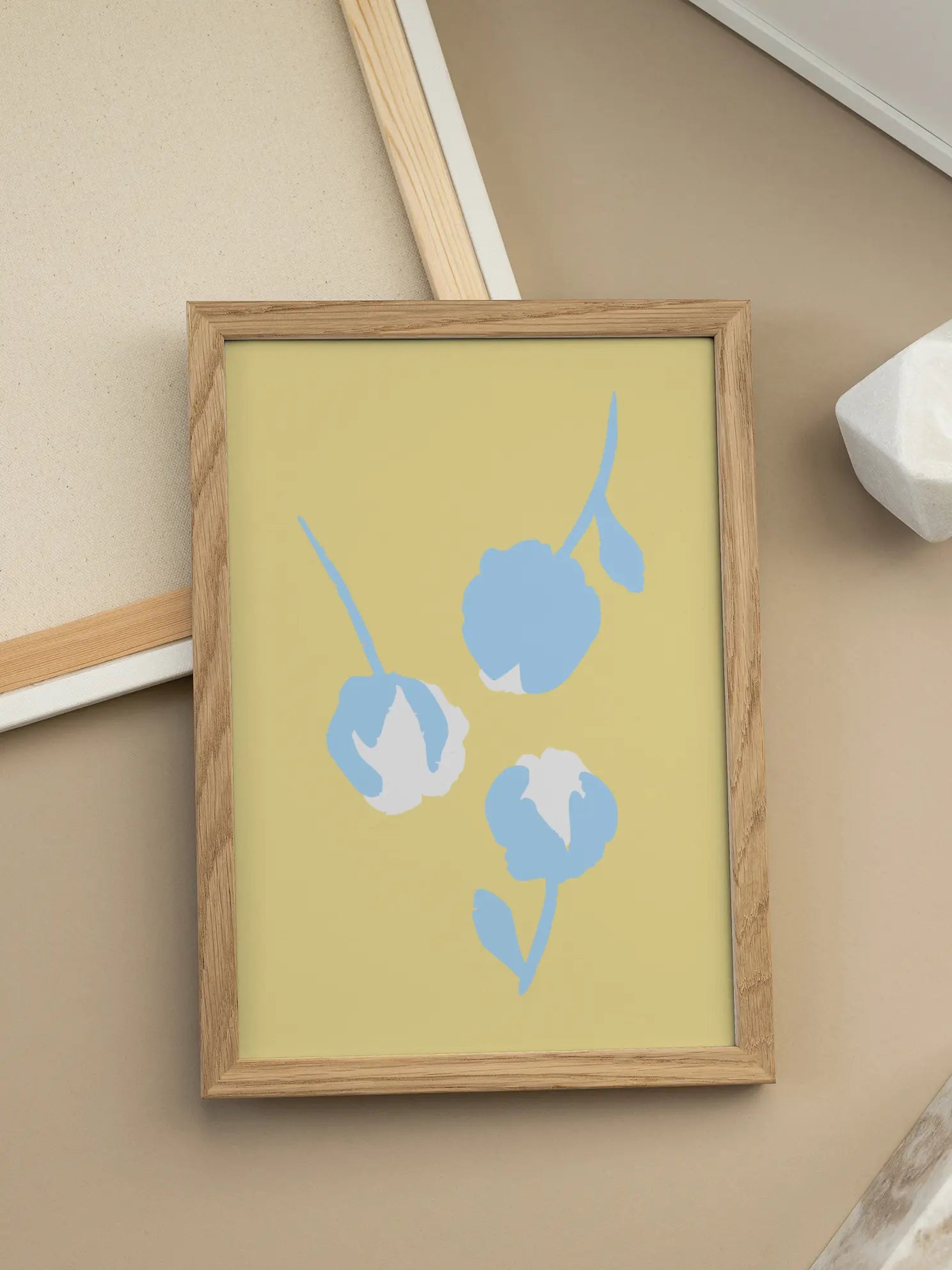 Three Light Blue Flower Buds Poster