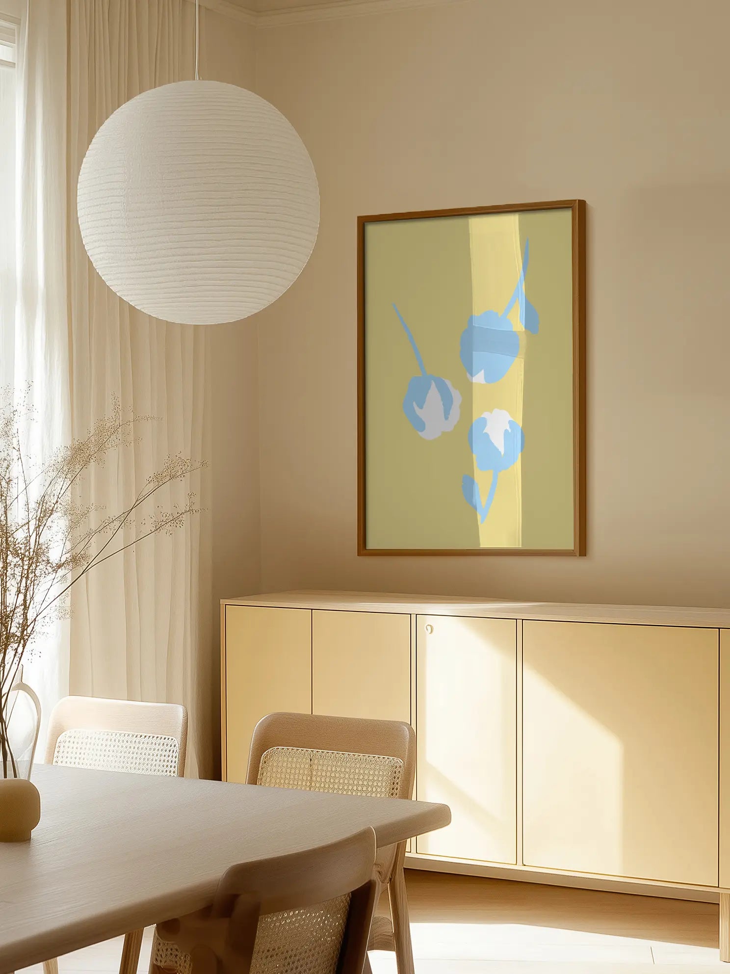 Three Light Blue Flower Buds Poster