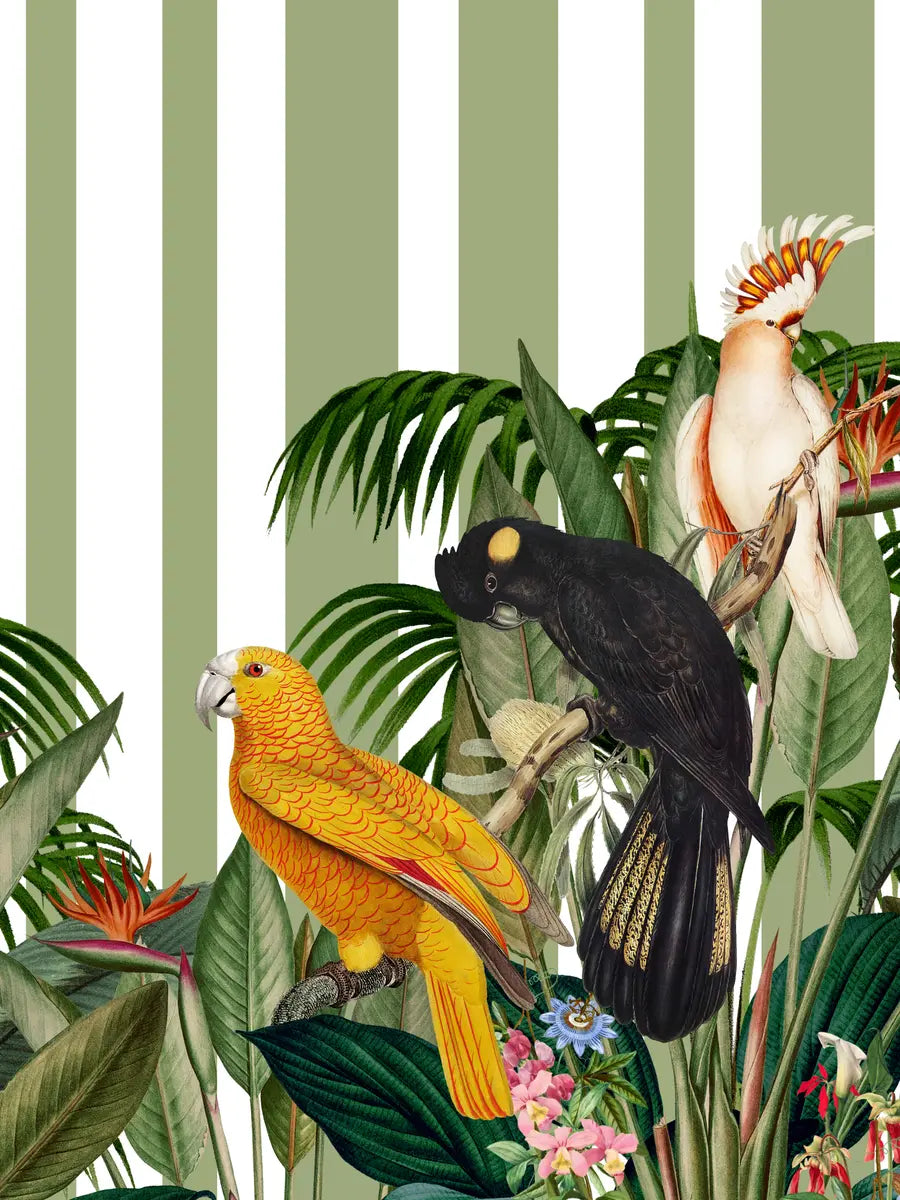 Tropical Parrots And Lush Plants Poster