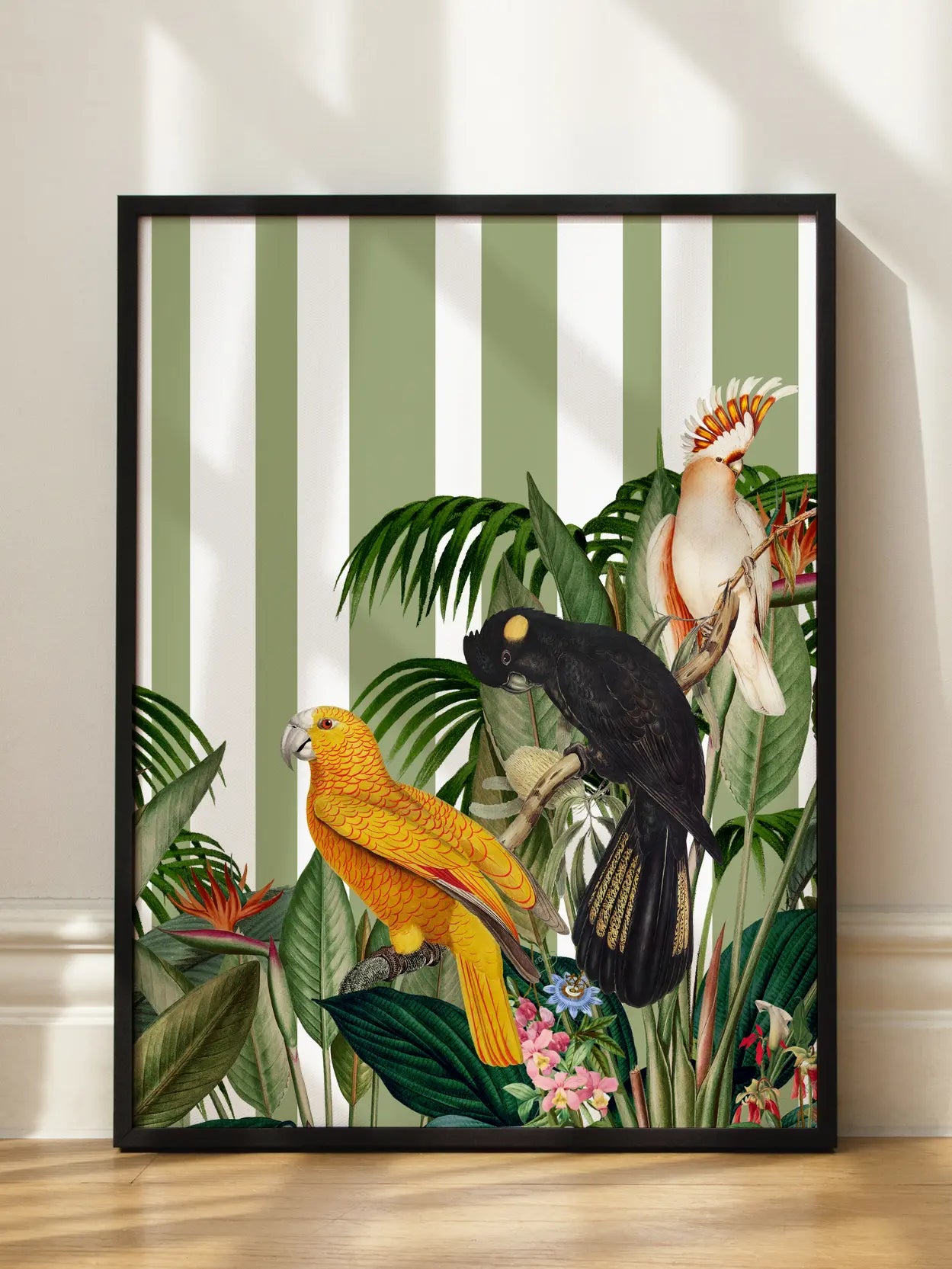 Tropical Parrots And Lush Plants