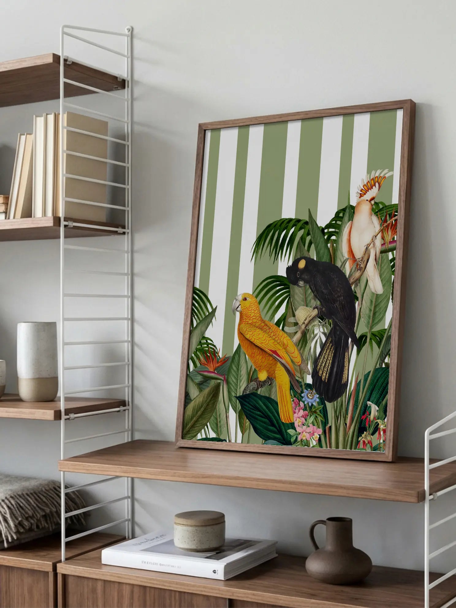 Tropical Parrots And Lush Plants Poster