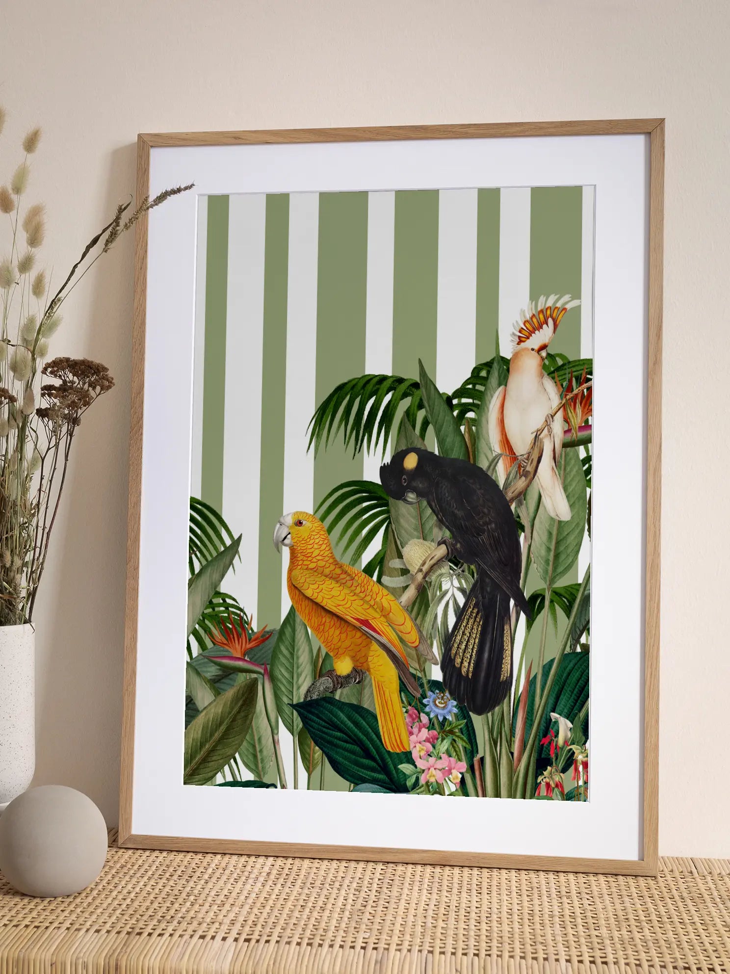 Tropical Parrots And Lush Plants Poster