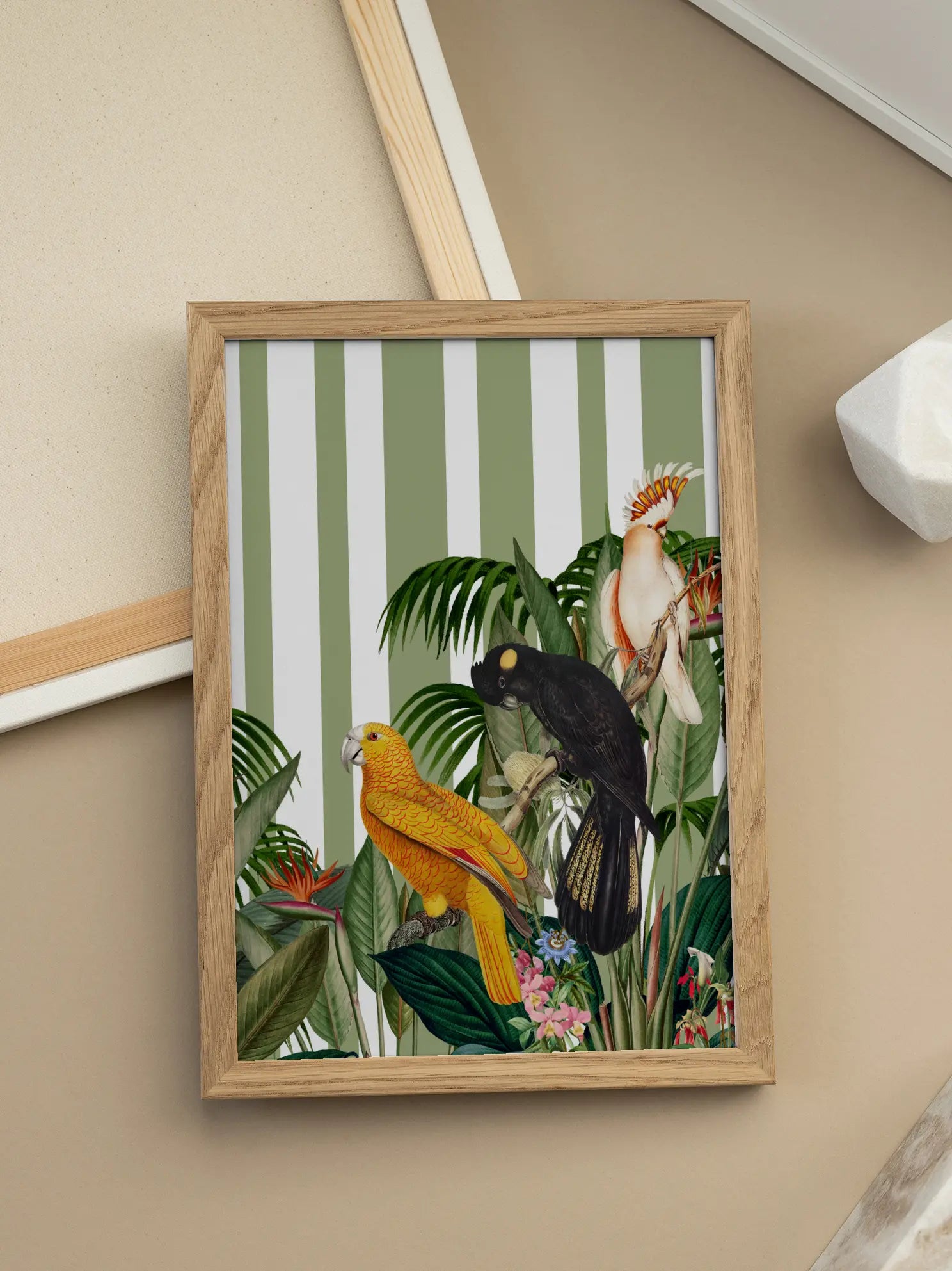 Tropical Parrots And Lush Plants Poster