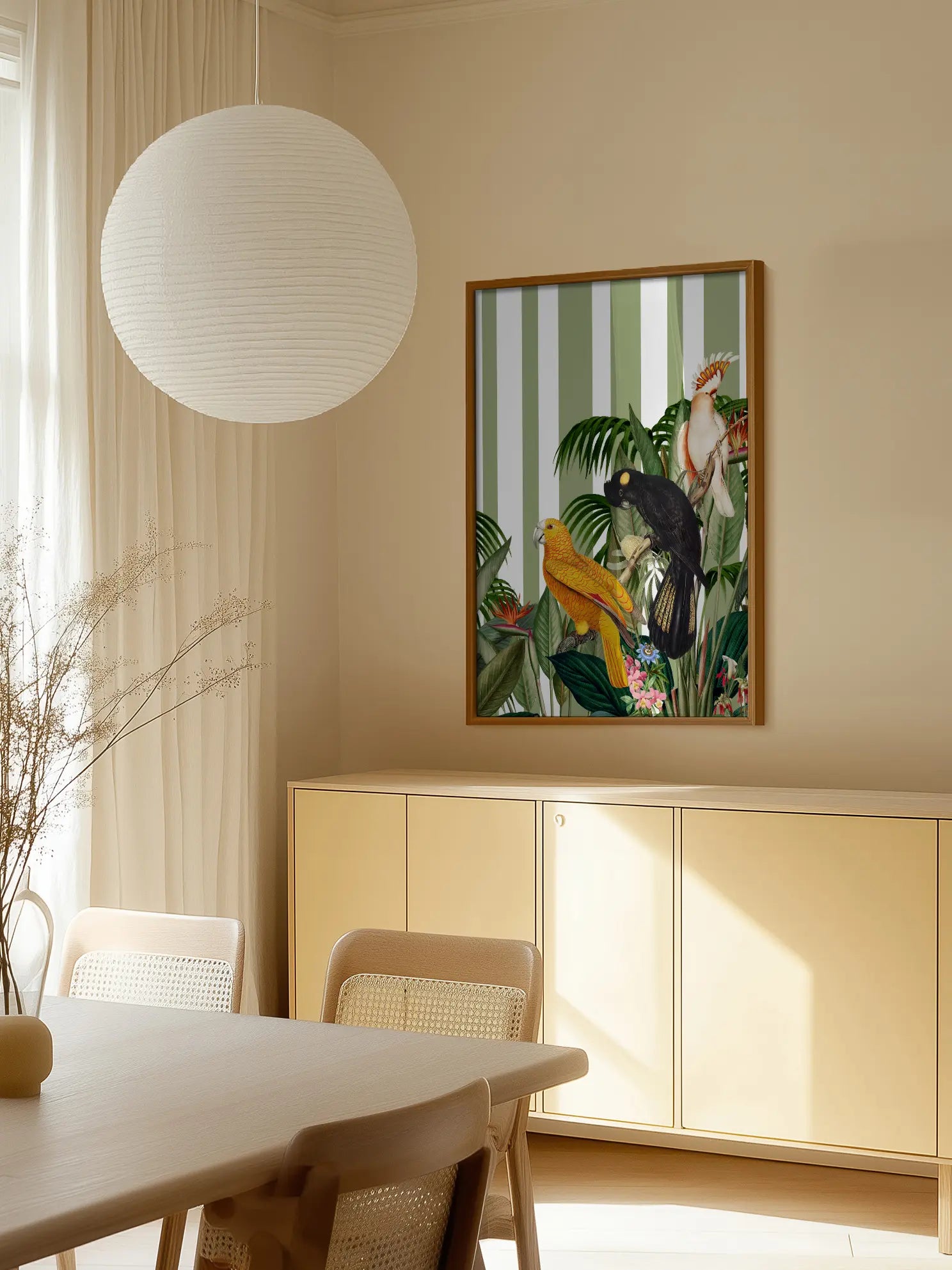 Tropical Parrots And Lush Plants Poster