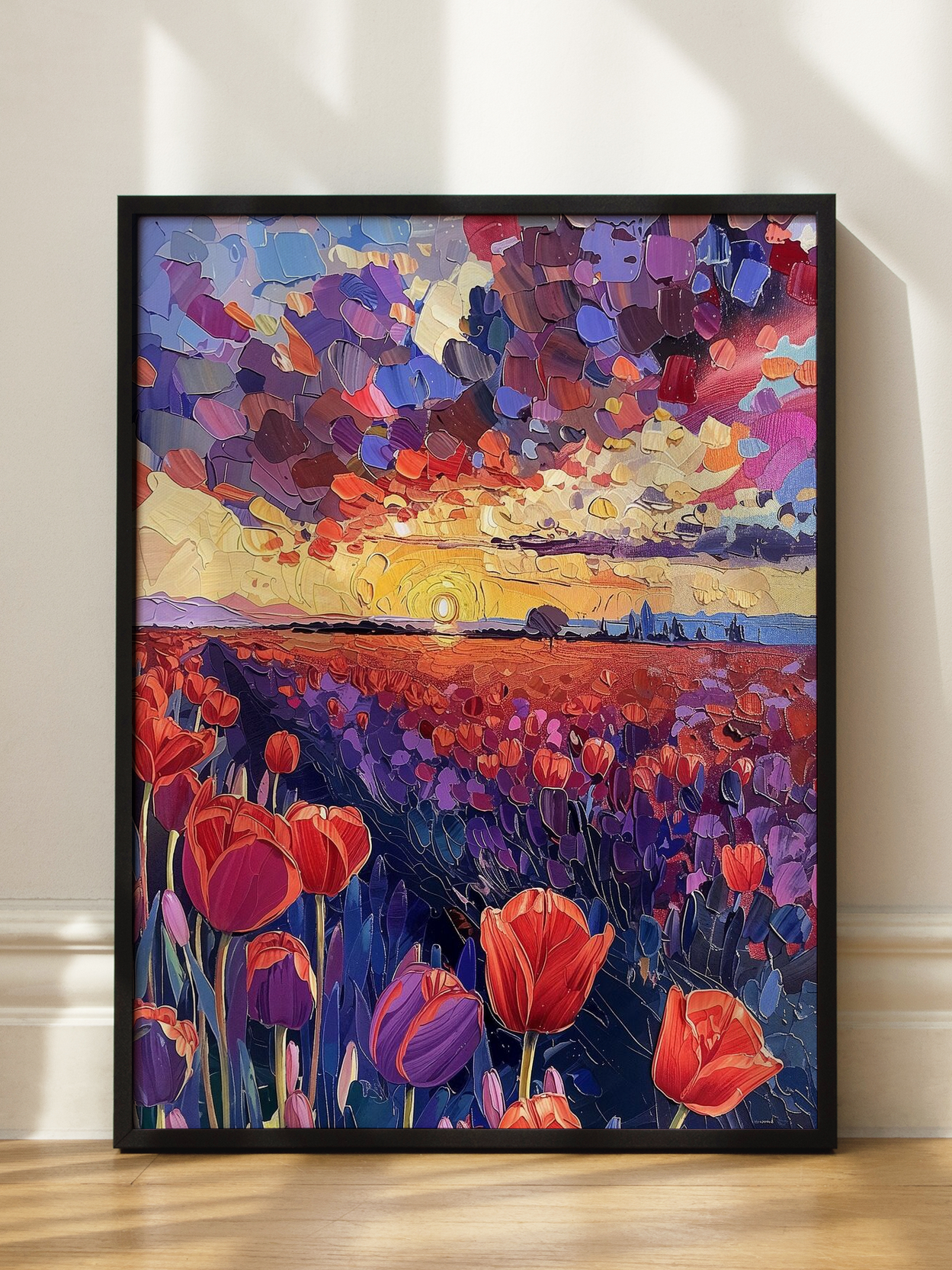 Tulip Field Sunset Poster