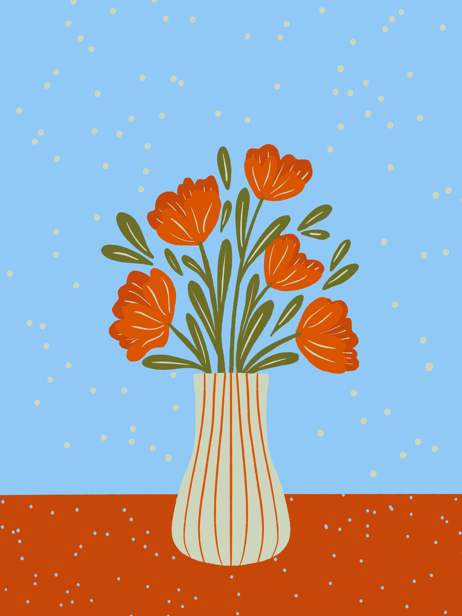 Tulips in a Vase Illustration Poster