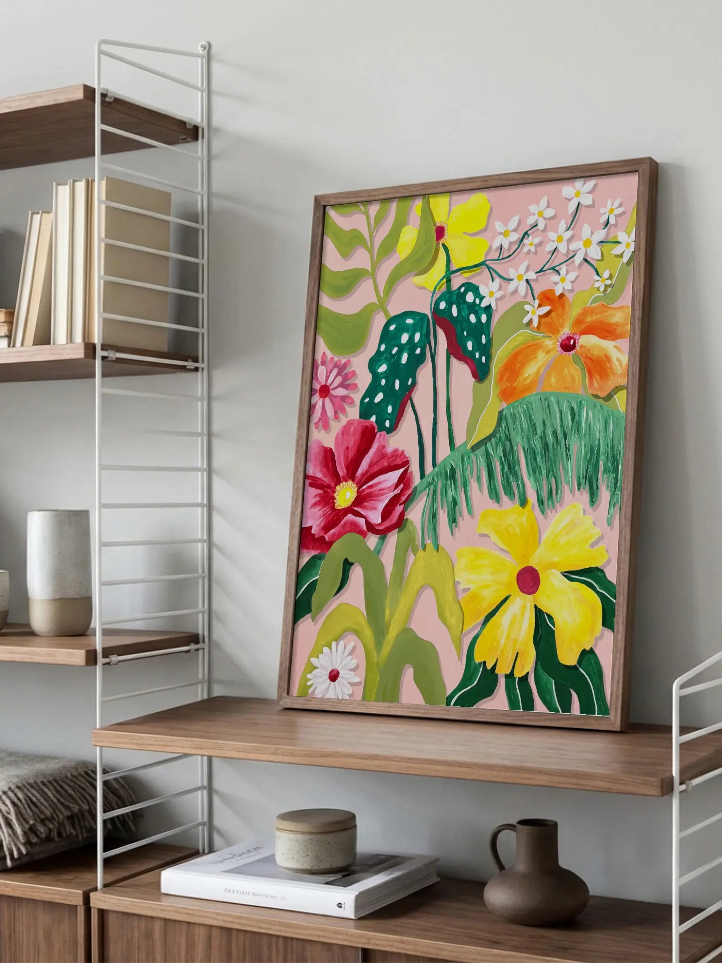 Vibrant Tropical Flowers Painting Poster