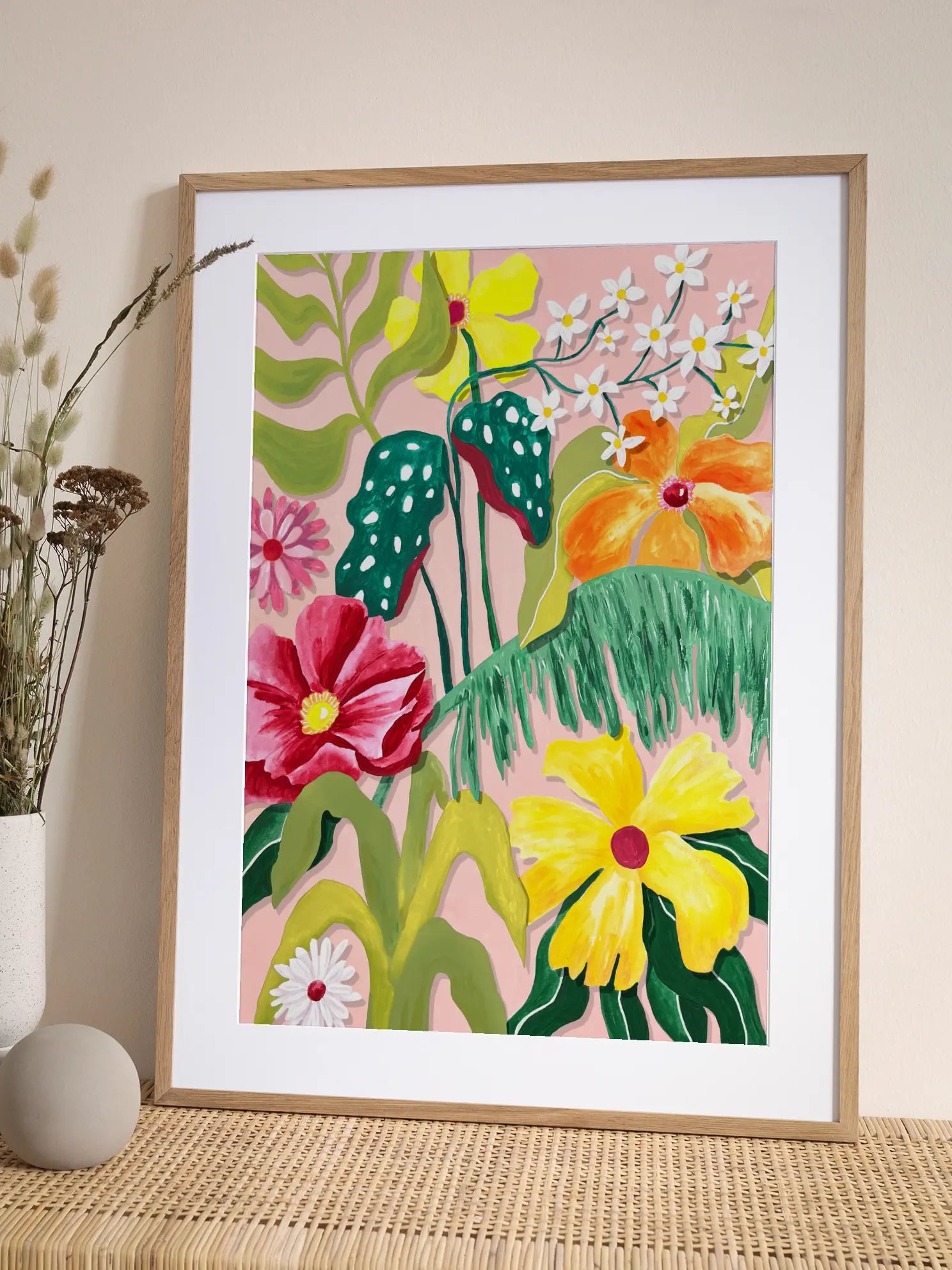 Vibrant Tropical Flowers Painting Poster