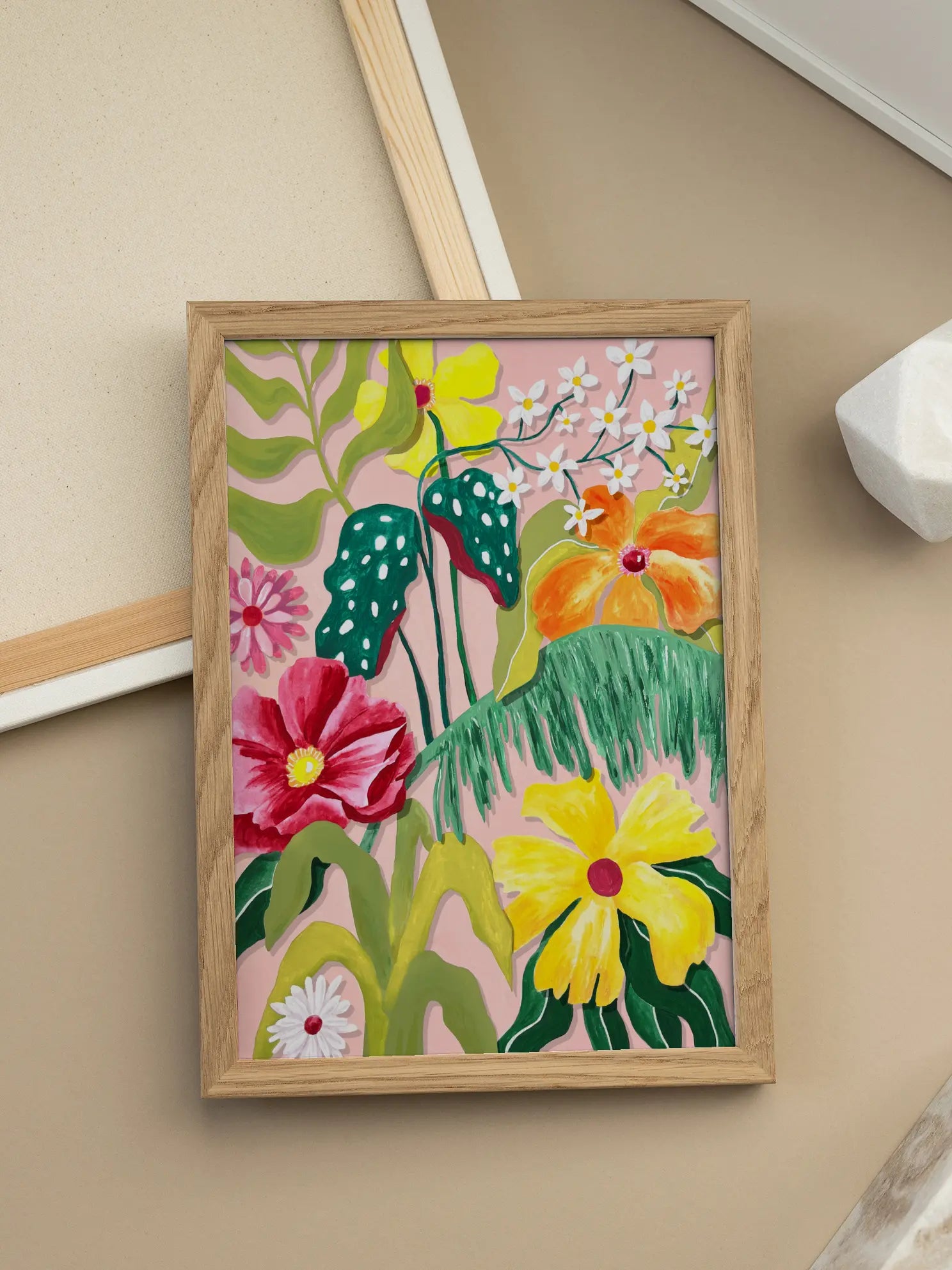 Vibrant Tropical Flowers Painting Poster
