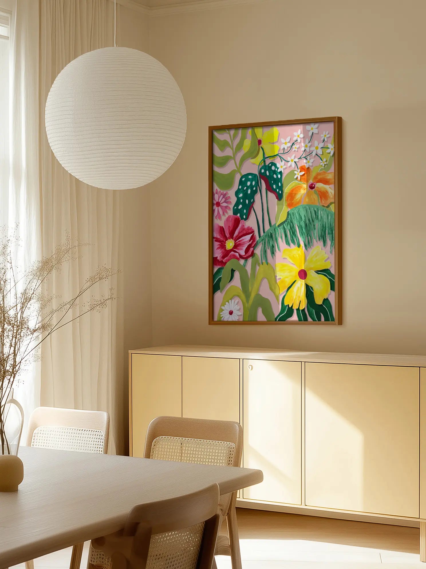 Vibrant Tropical Flowers Painting Poster