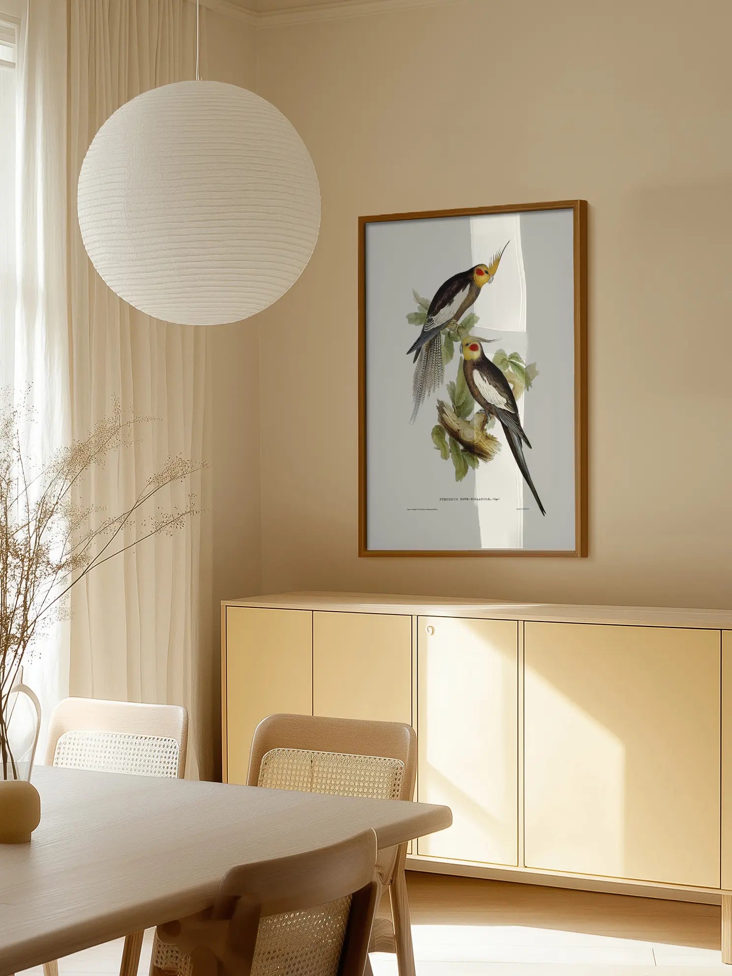 Vintage Bird Pair Illustration Poster