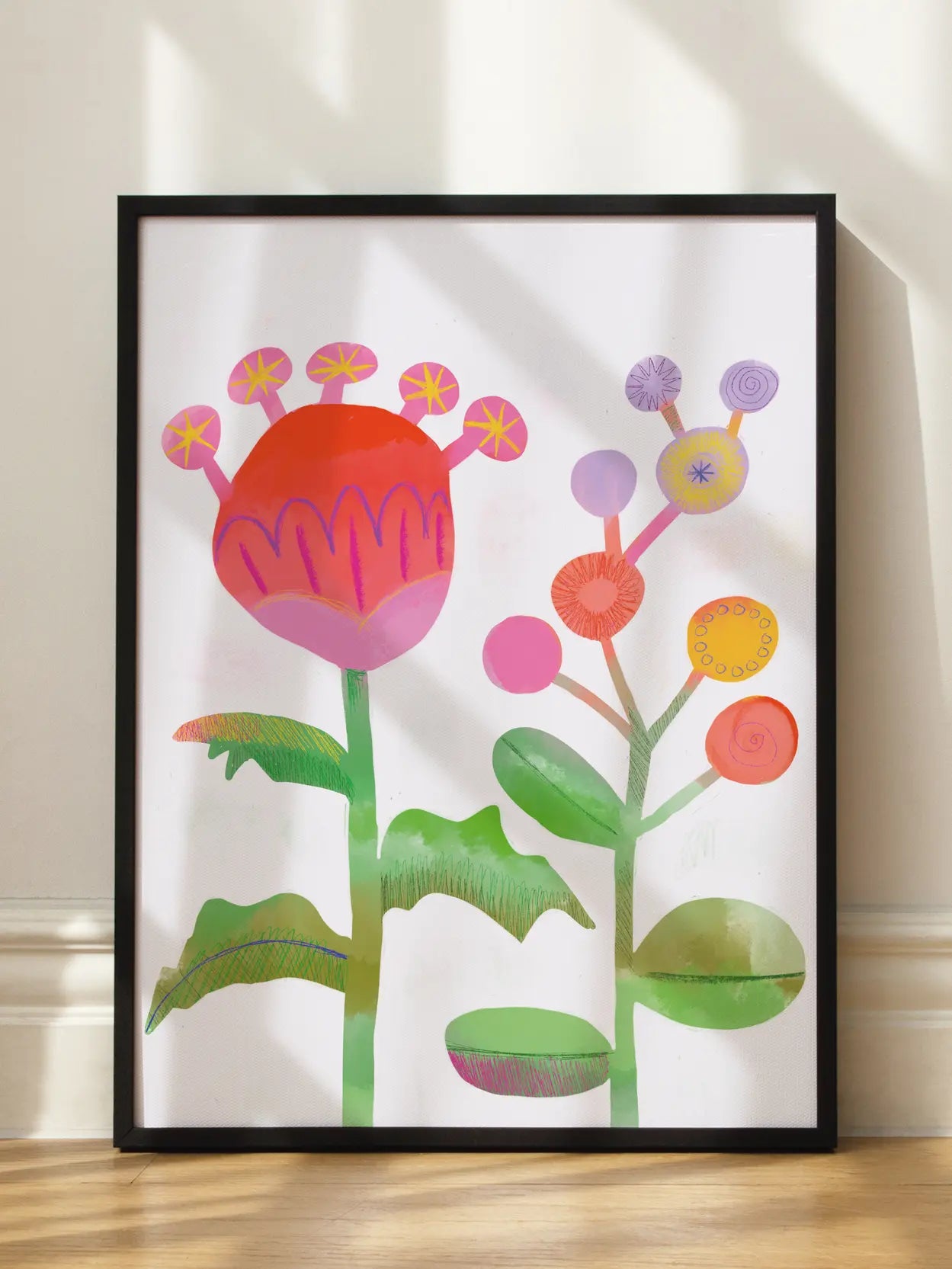 Whimsical Abstract Pink Flower