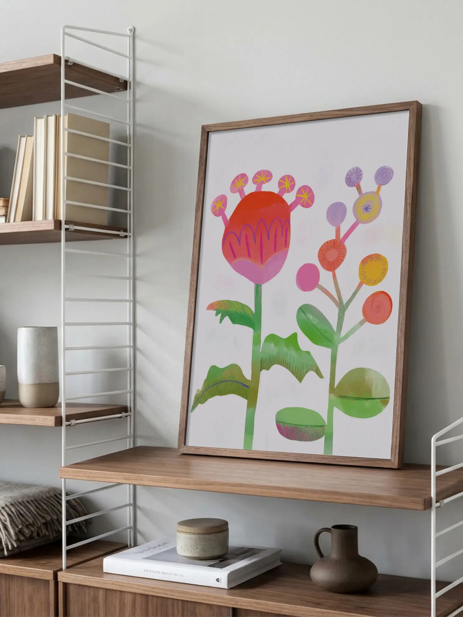 Whimsical Abstract Pink Flower Poster