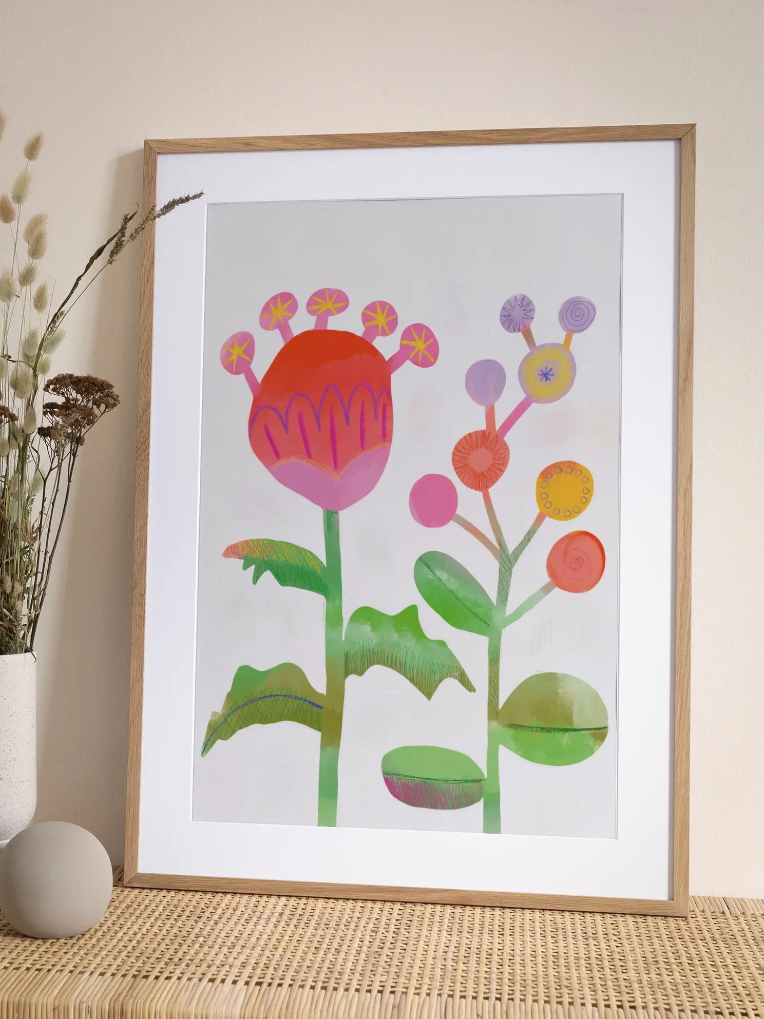 Whimsical Abstract Pink Flower Poster