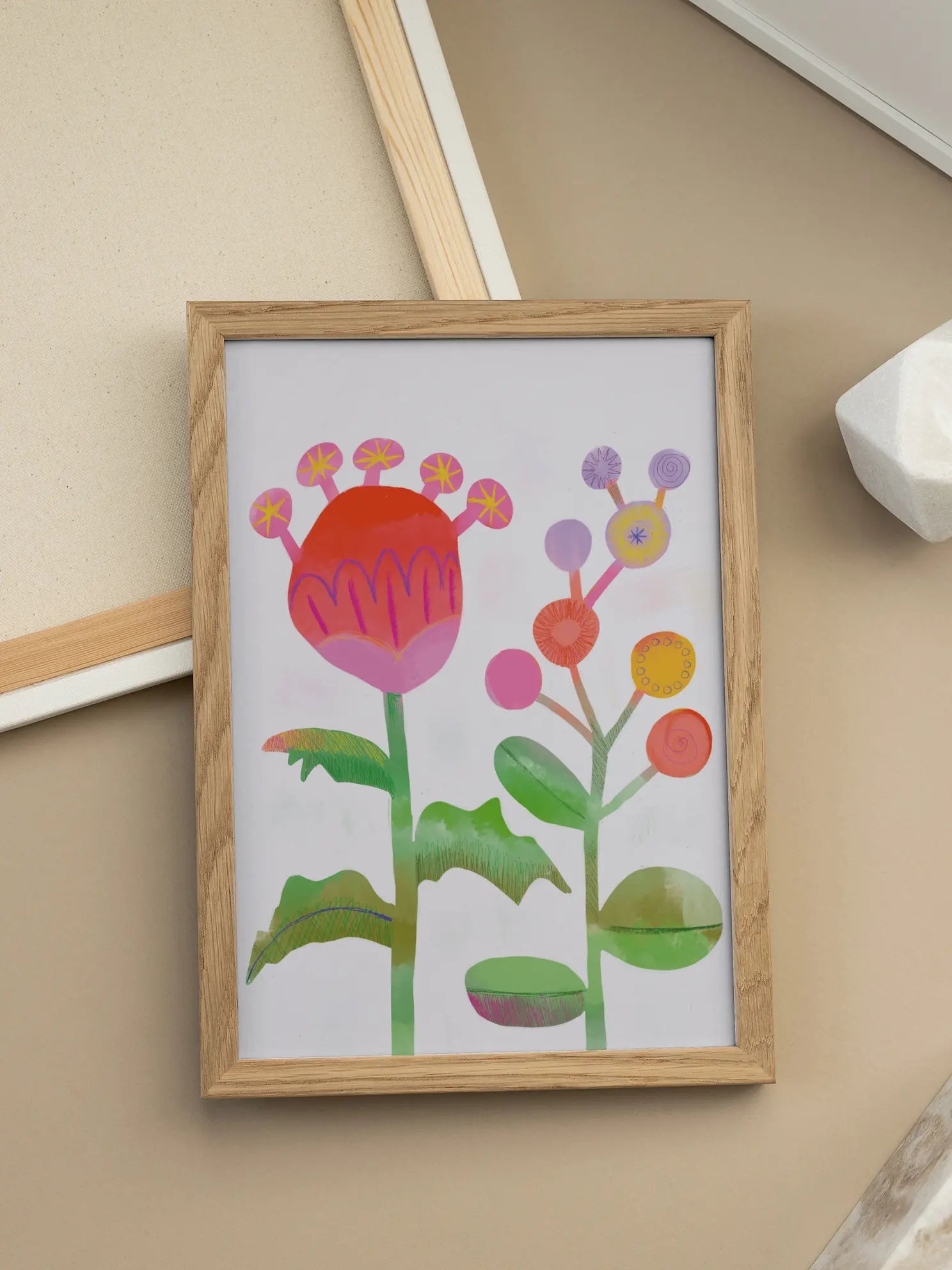 Whimsical Abstract Pink Flower Poster