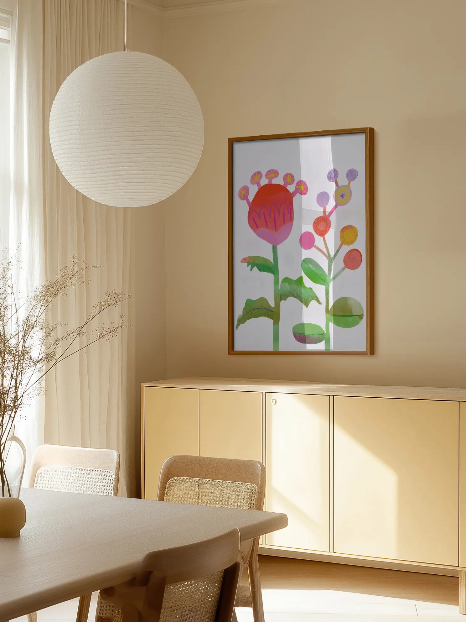 Whimsical Abstract Pink Flower Poster