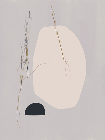 Grafische Illustration mit Linien und Formen in Schwarz, Beige und Braun auf hellgrauem Hintergrund.