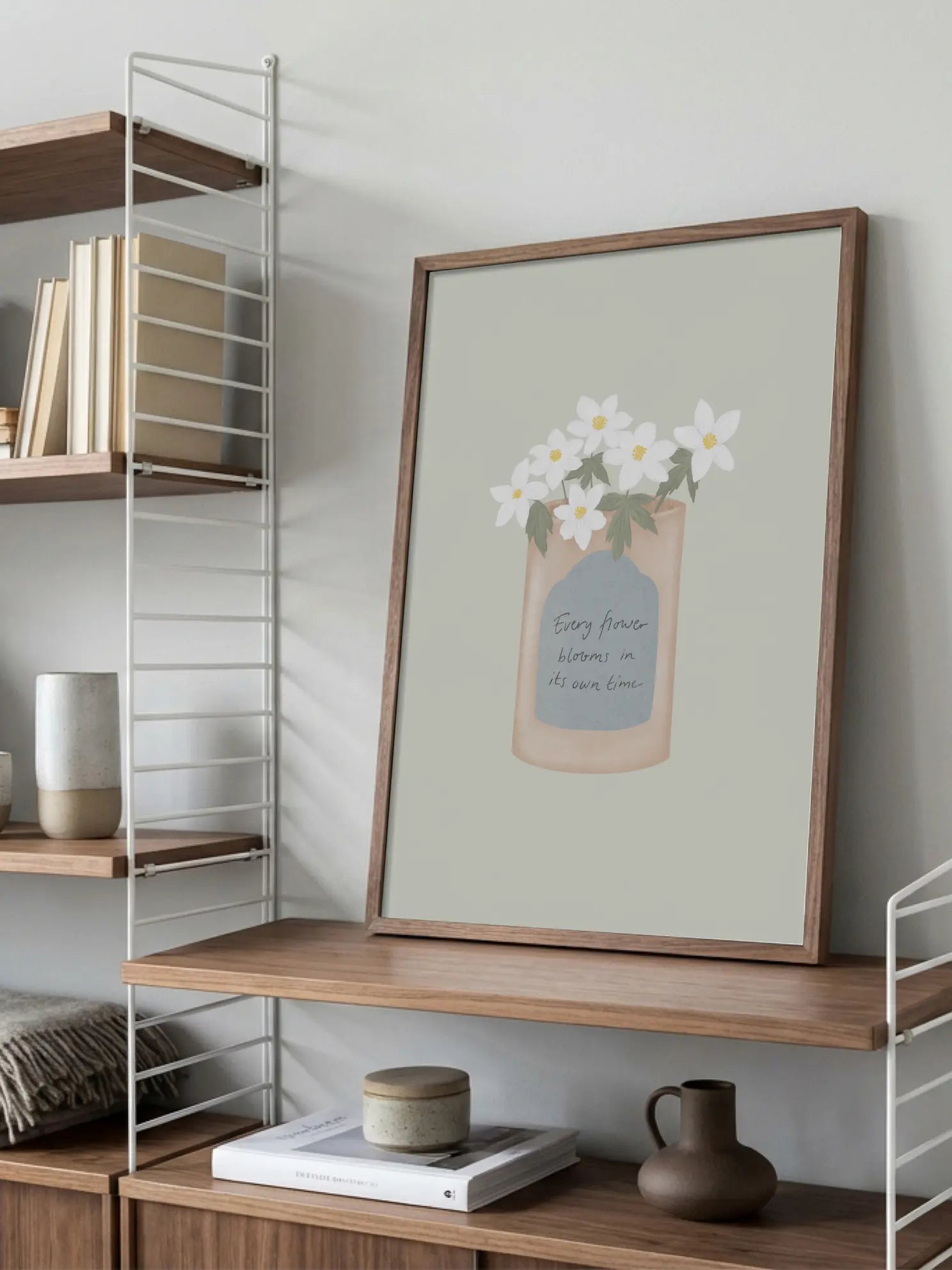 White Anemones In Quote Vase Poster