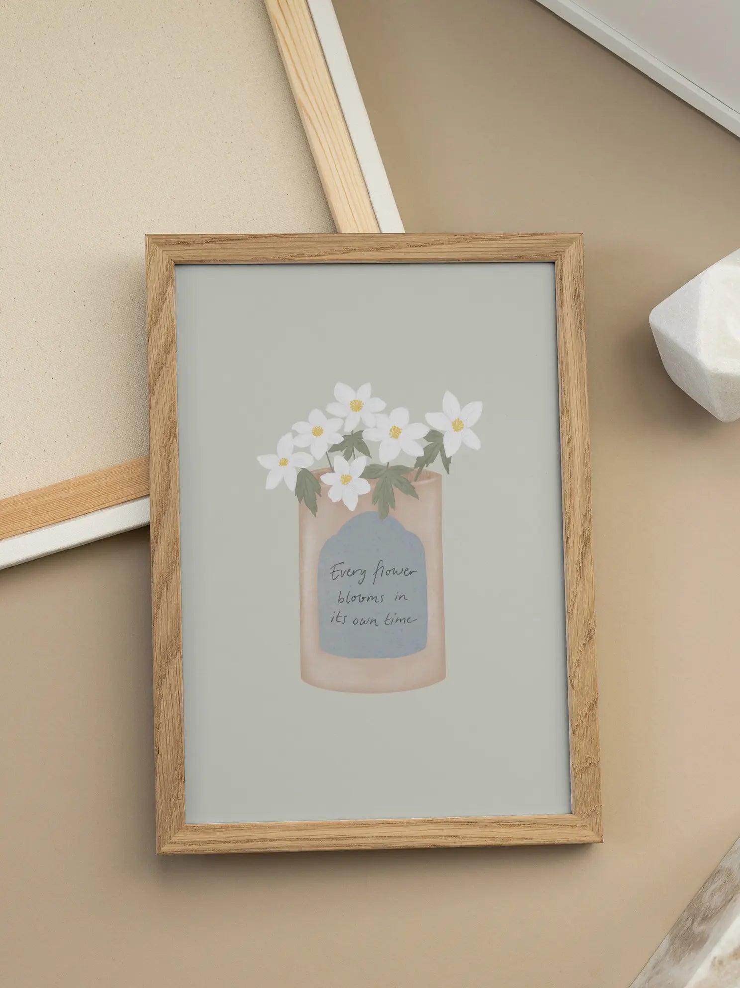 White Anemones In Quote Vase Poster