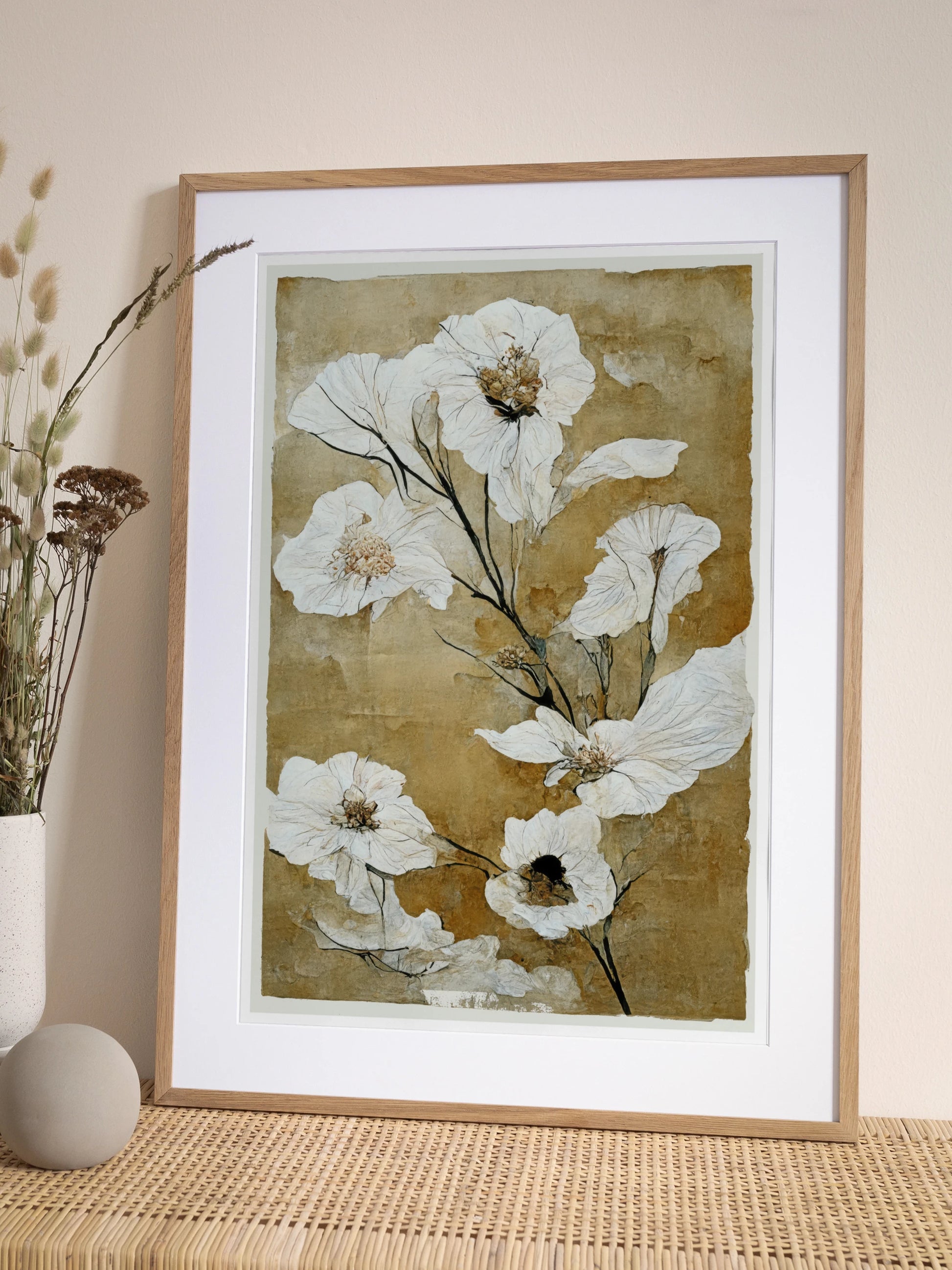 White Botanical Poster