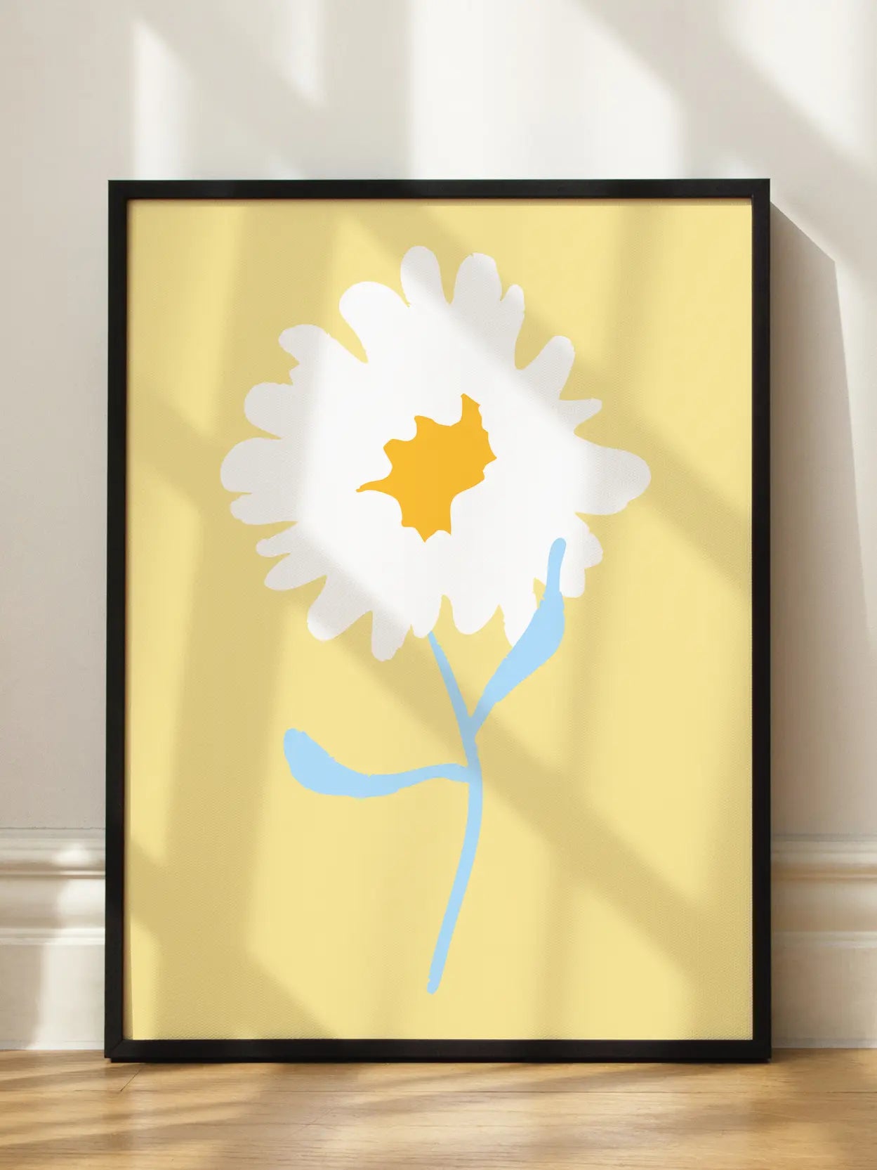 White Flower On Yellow Background