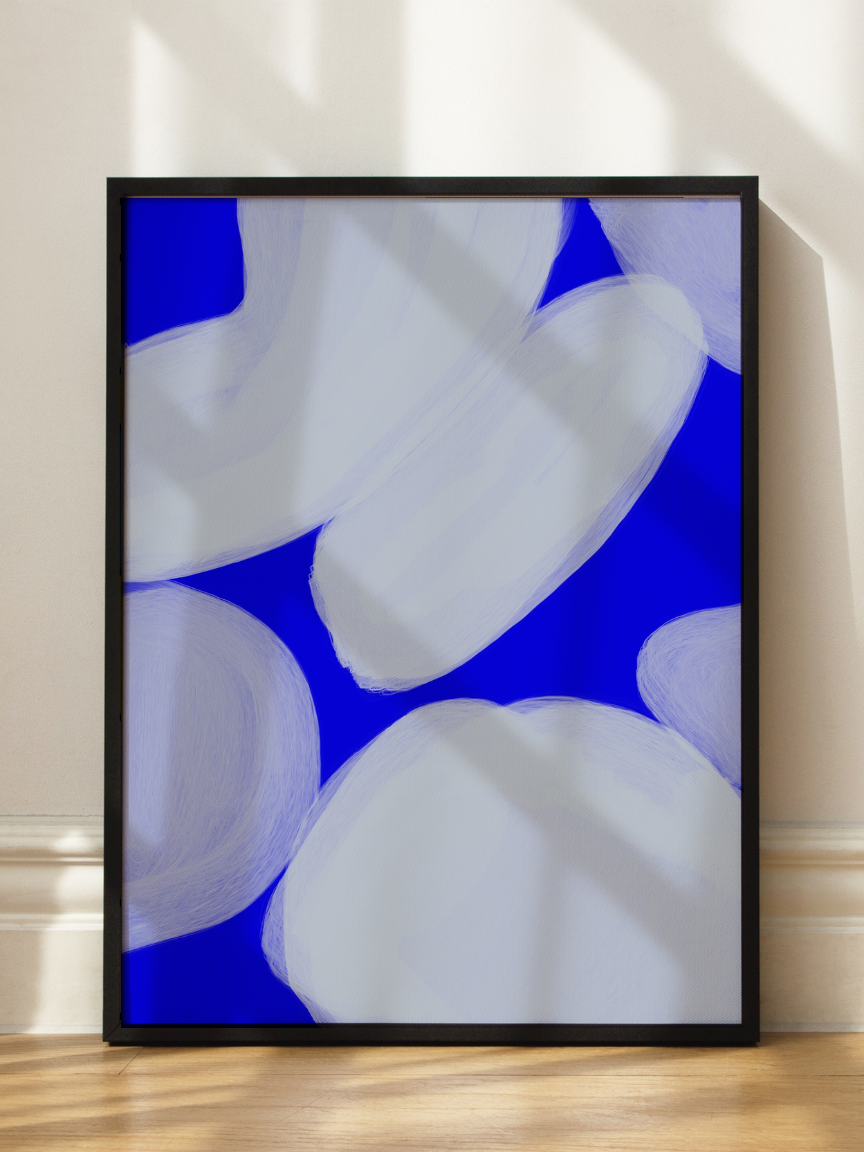 White Strokes on Blue