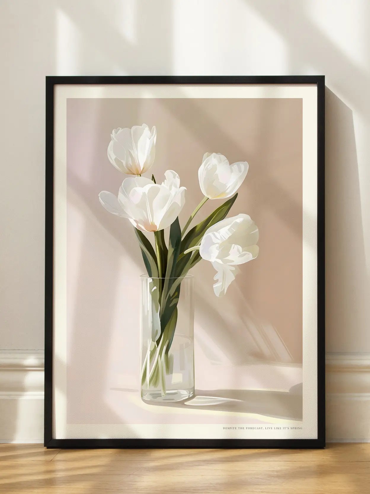 White Tulips Vase Poster