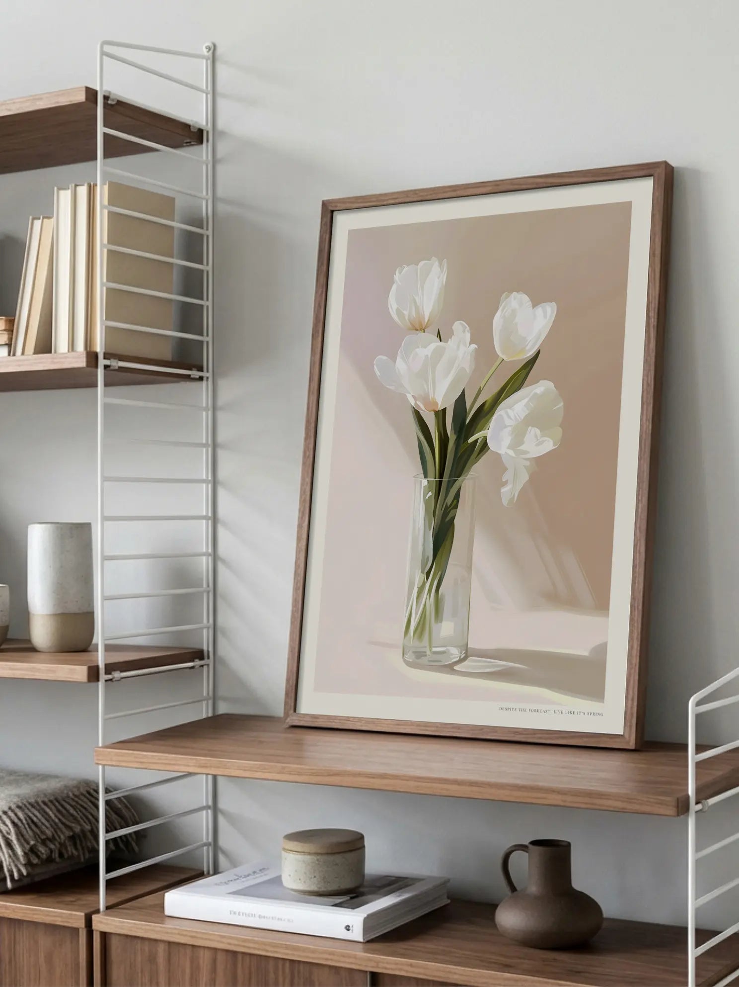 White Tulips Vase Poster