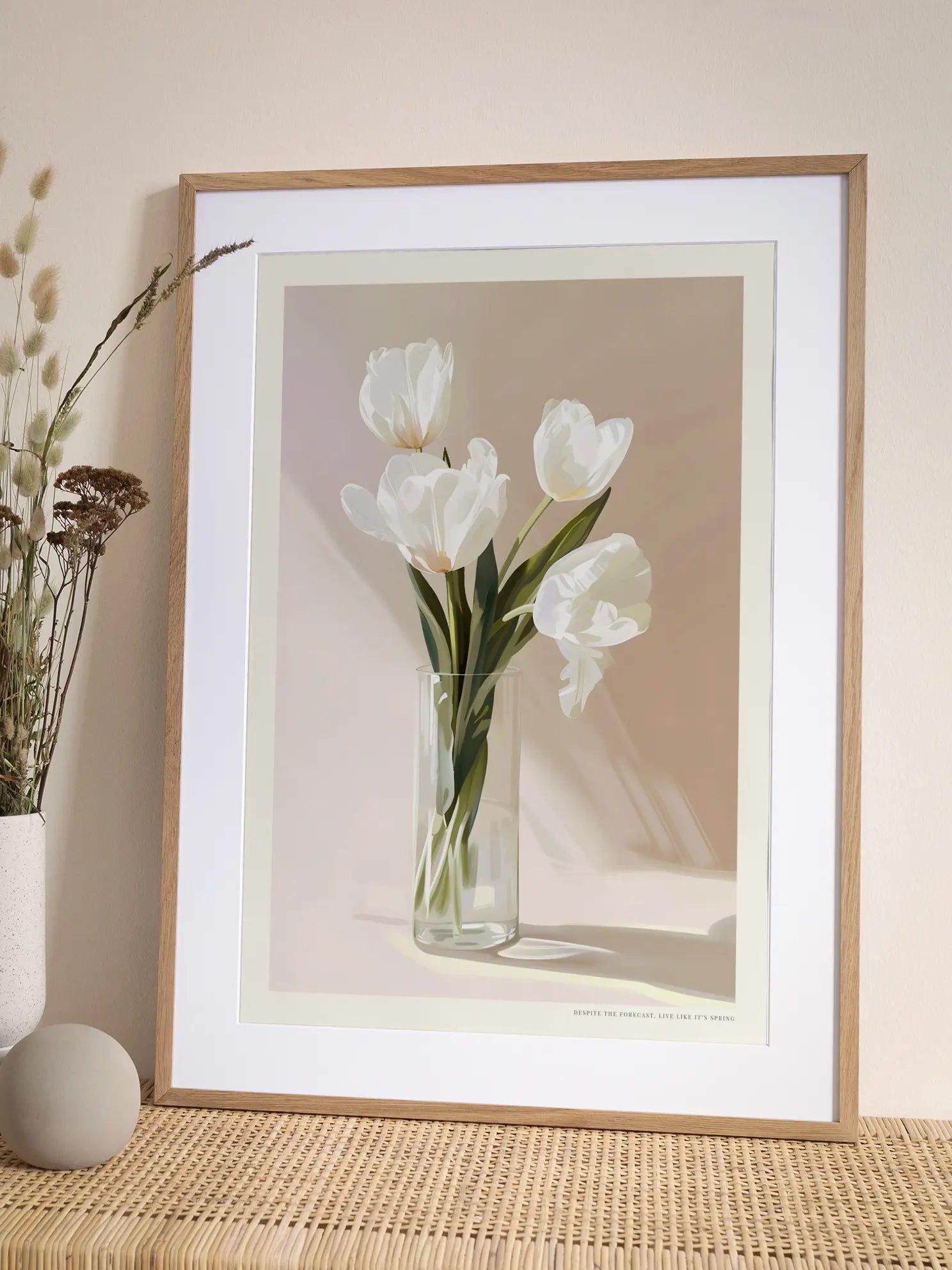 White Tulips Vase Poster