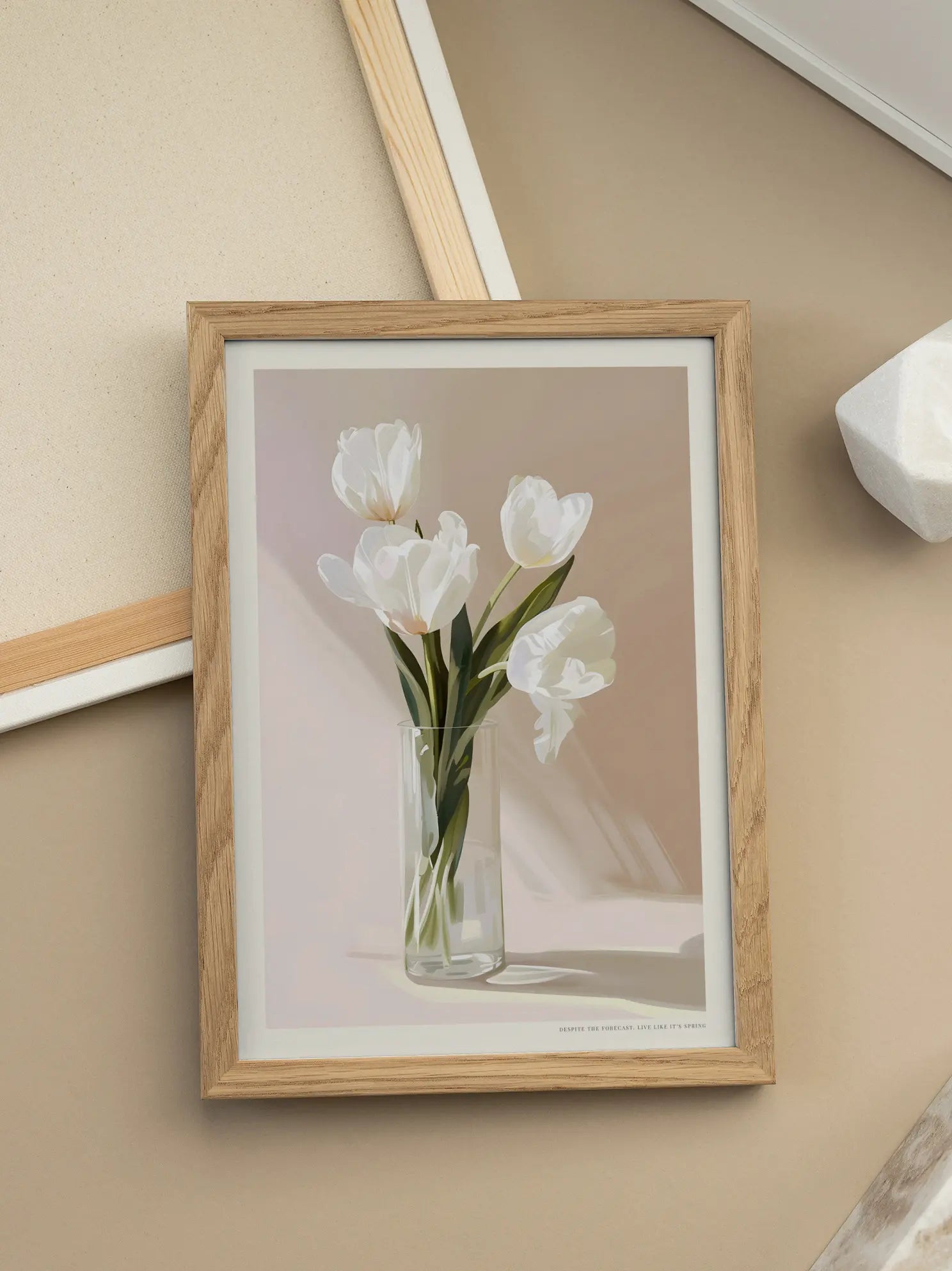 White Tulips Vase Poster