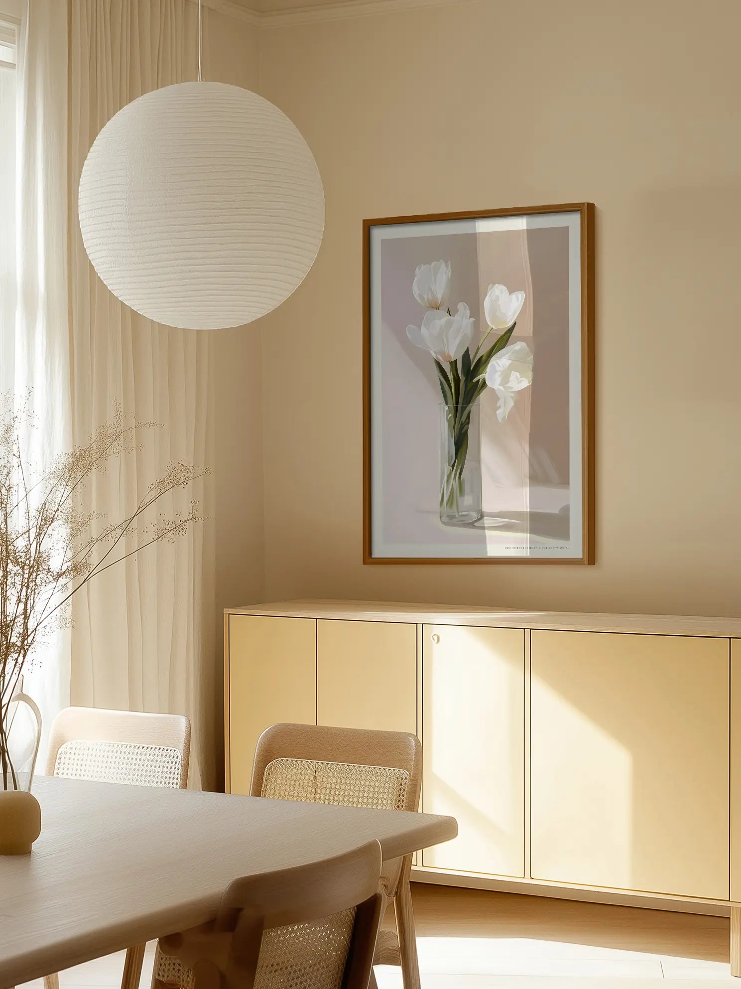 White Tulips Vase Poster