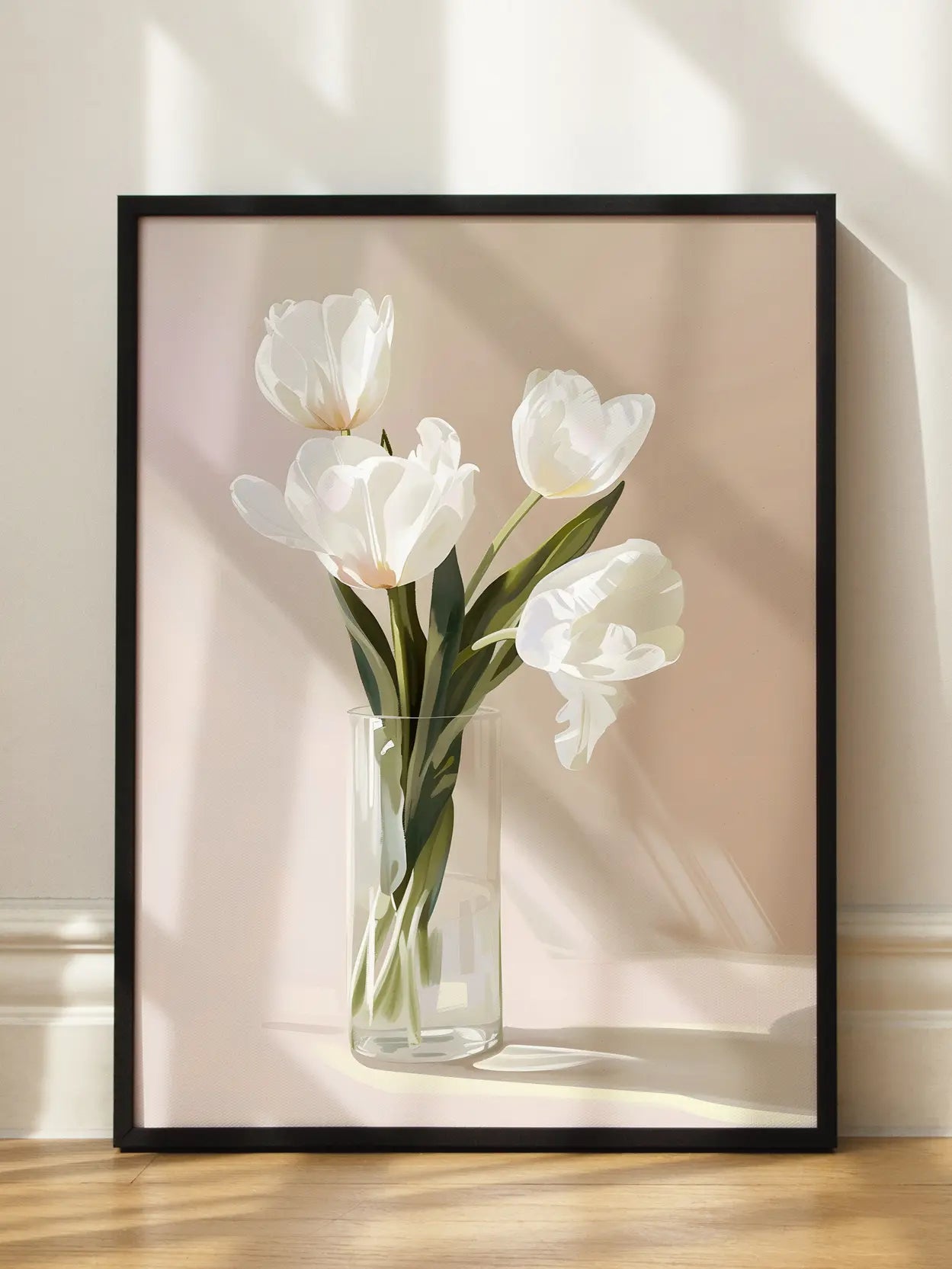 White Tulips Vase Close Up