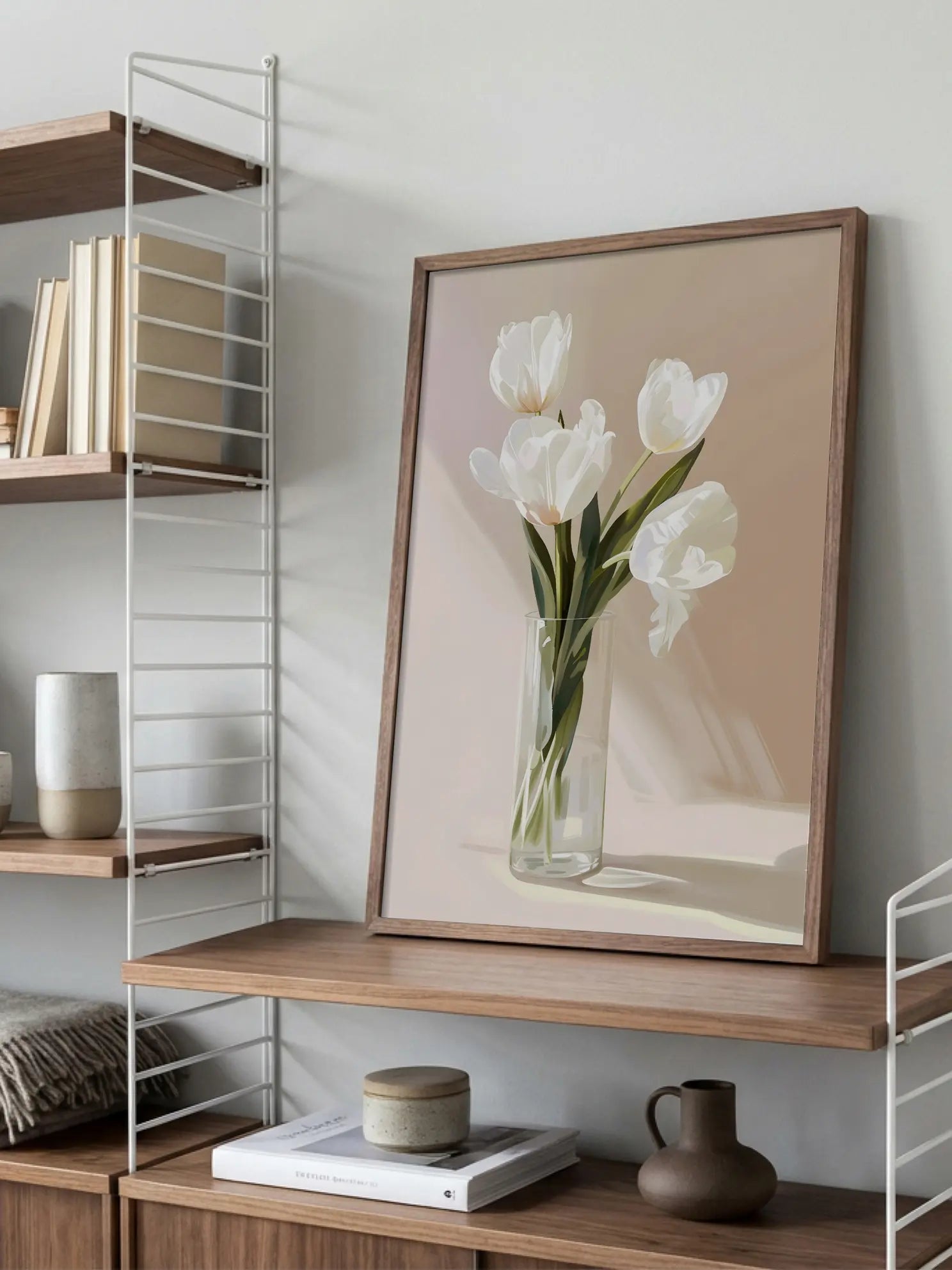White Tulips Vase Close Up Poster