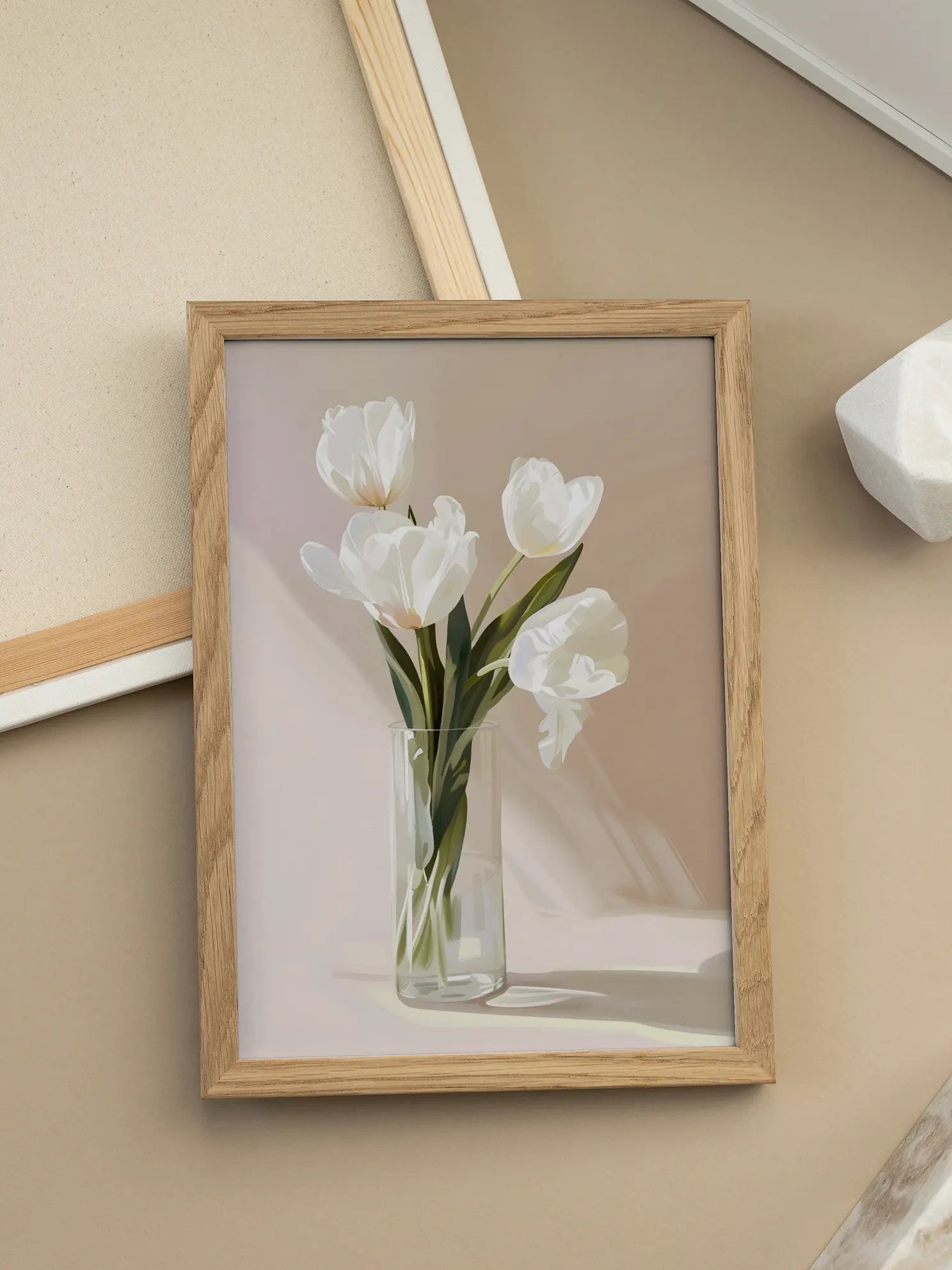 White Tulips Vase Close Up Poster