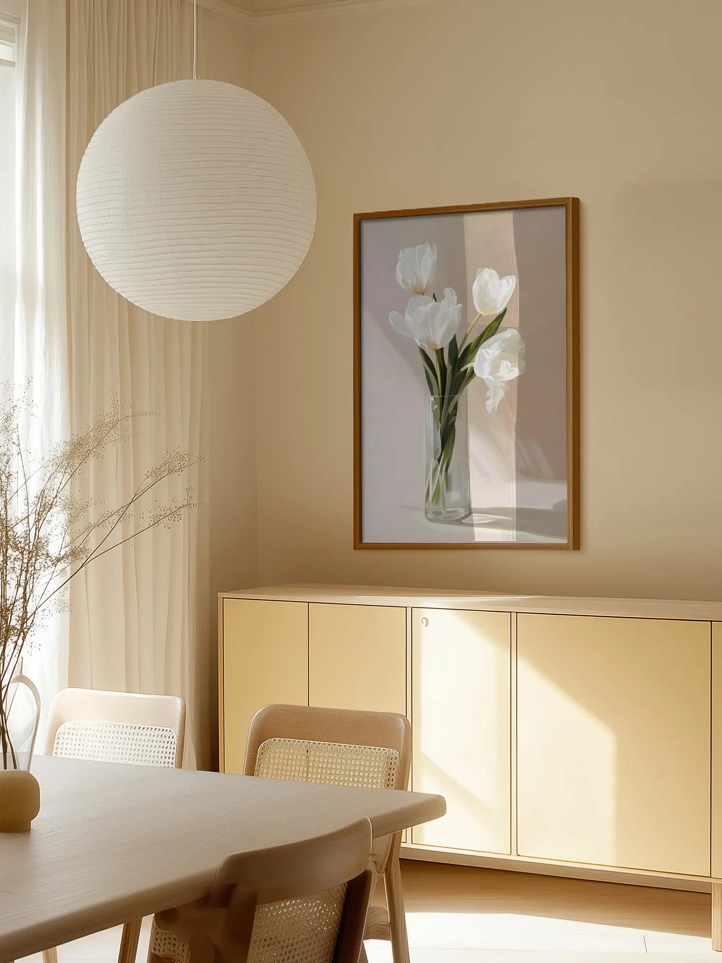 White Tulips Vase Close Up Poster